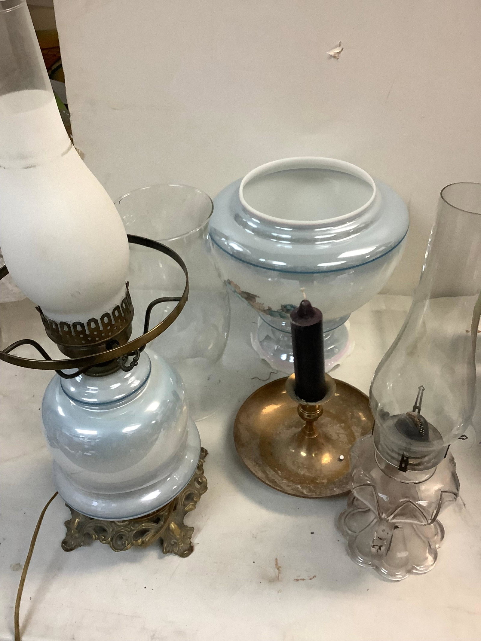 Vintage Oil lamp, candle holder and more: Vintage Oil lamp, candle holder and more