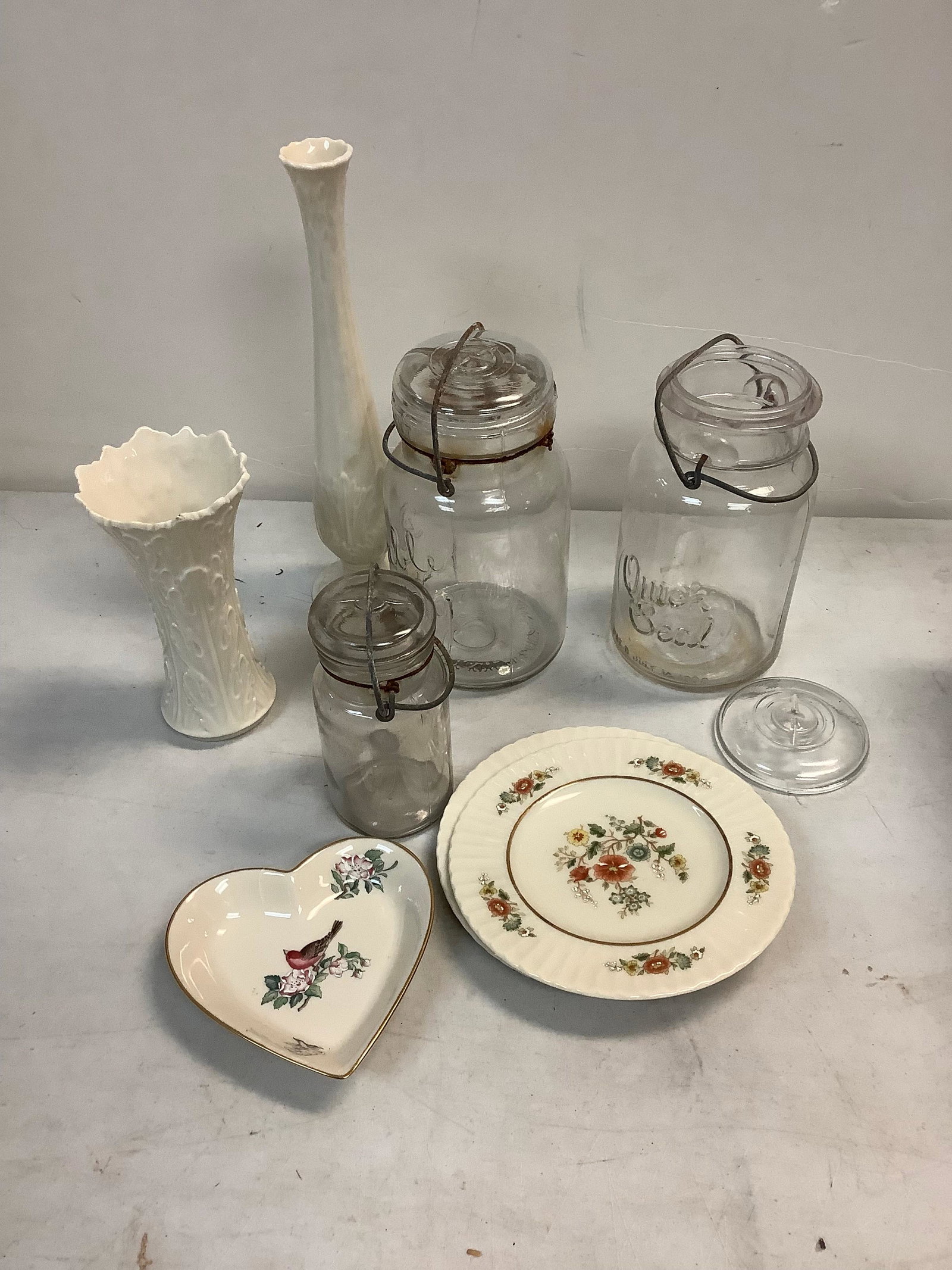 Lot of Vintage Mason Jars, Lenox Vases and Lenox Plates: Lot of Vintage Mason Jars, Lenox Vases and Lenox Plates