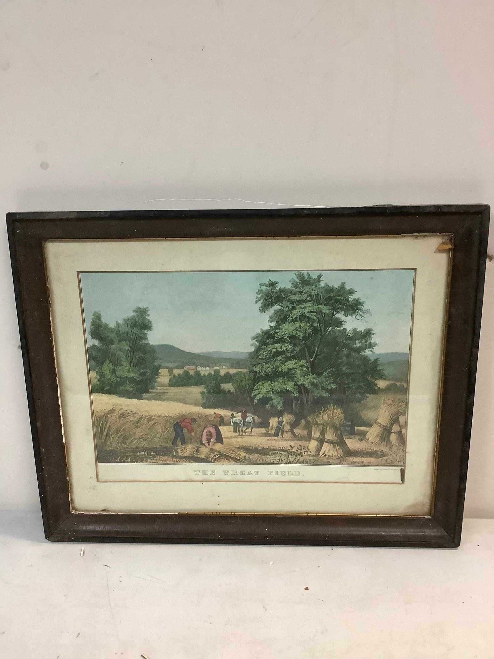 Framed Vintage Currier and Ives "The Wheat Field" Lithograph 14.5x18 (1 of 1)