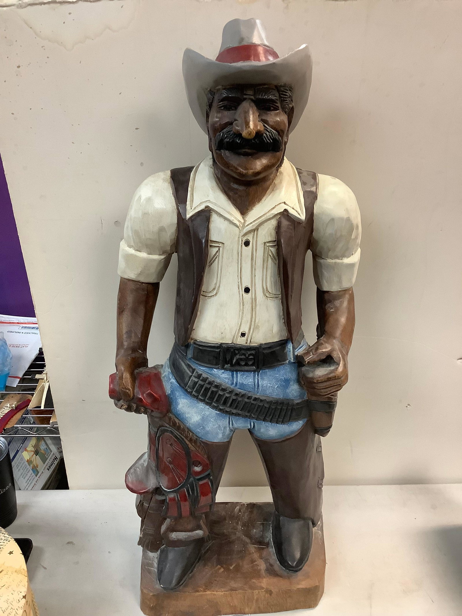 Tall Resin Cowboy Statue 37" (1 of 1)