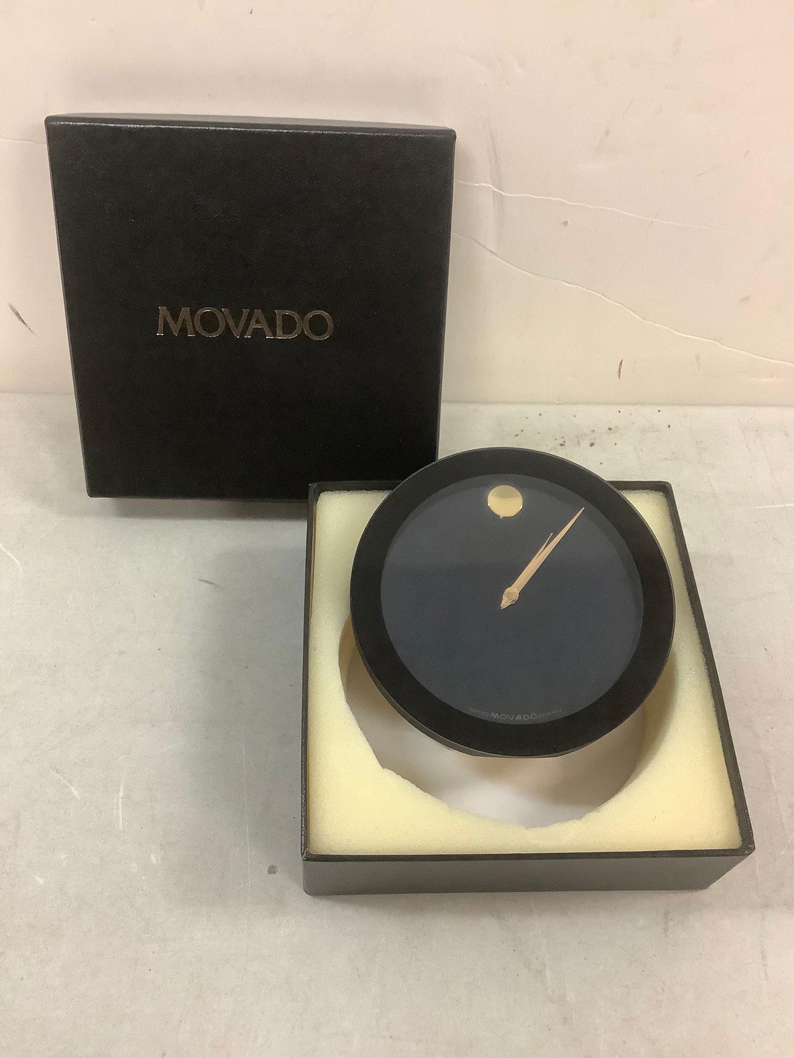 Movado Swiss Quartz Clock in Box: Movado Swiss Quartz Clock in Box