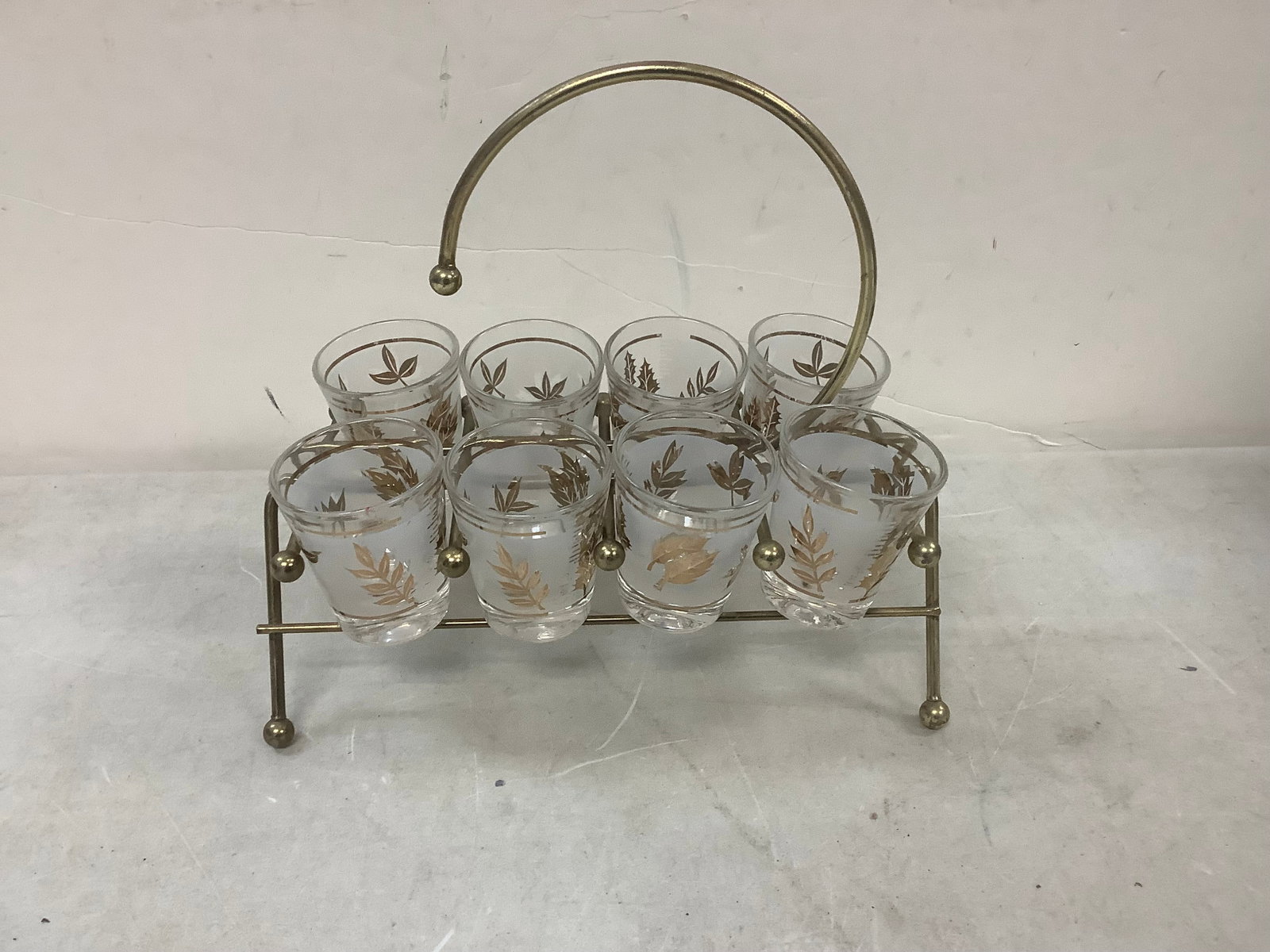 Shot glasses and metal holders: Shot glasses and metal holders