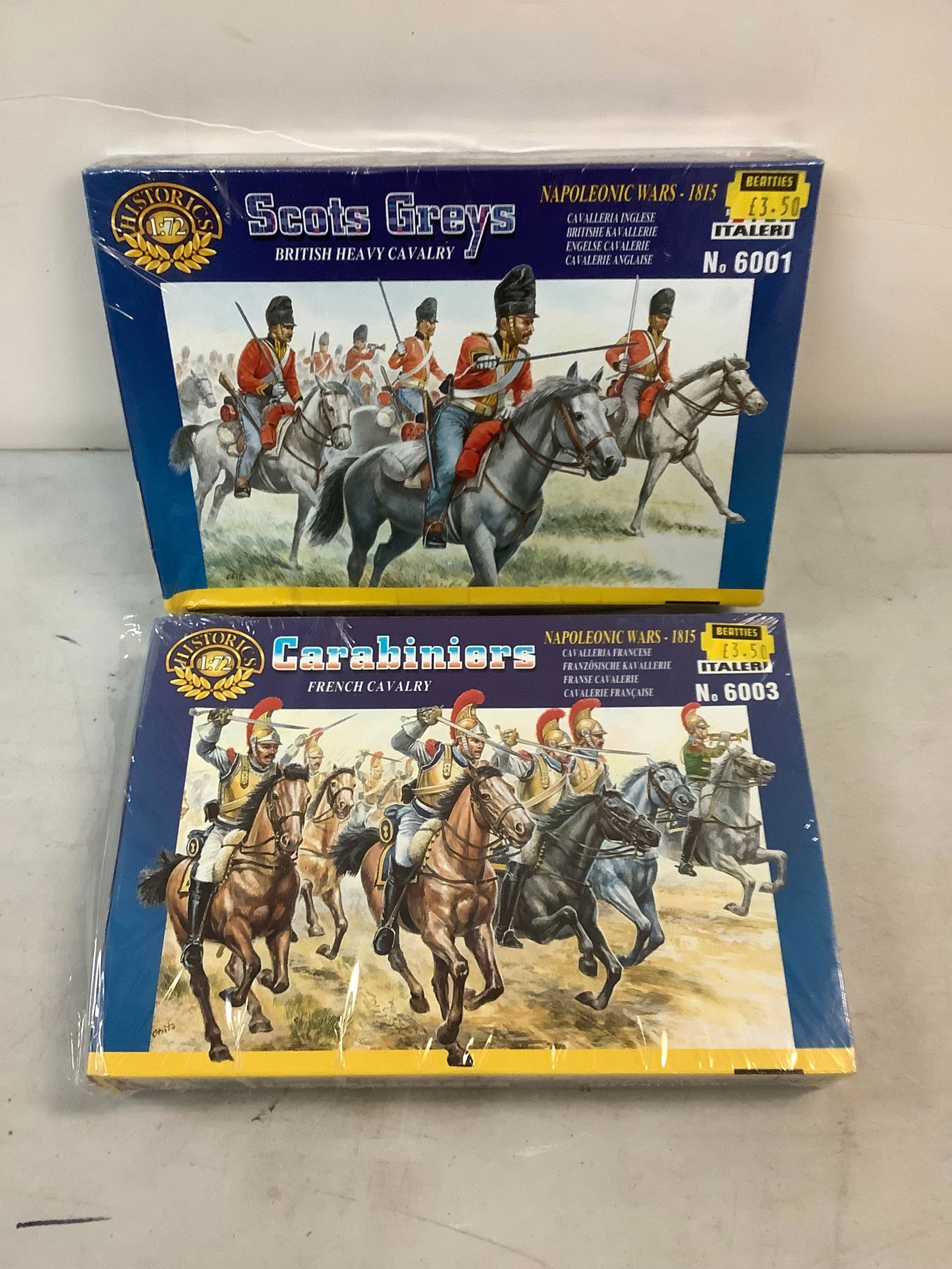 Lot of 2 Sealed Italeri Scots Greys British Heavy Cavalry and Carabiniers French Cavalry Model Kits (1 of 1)