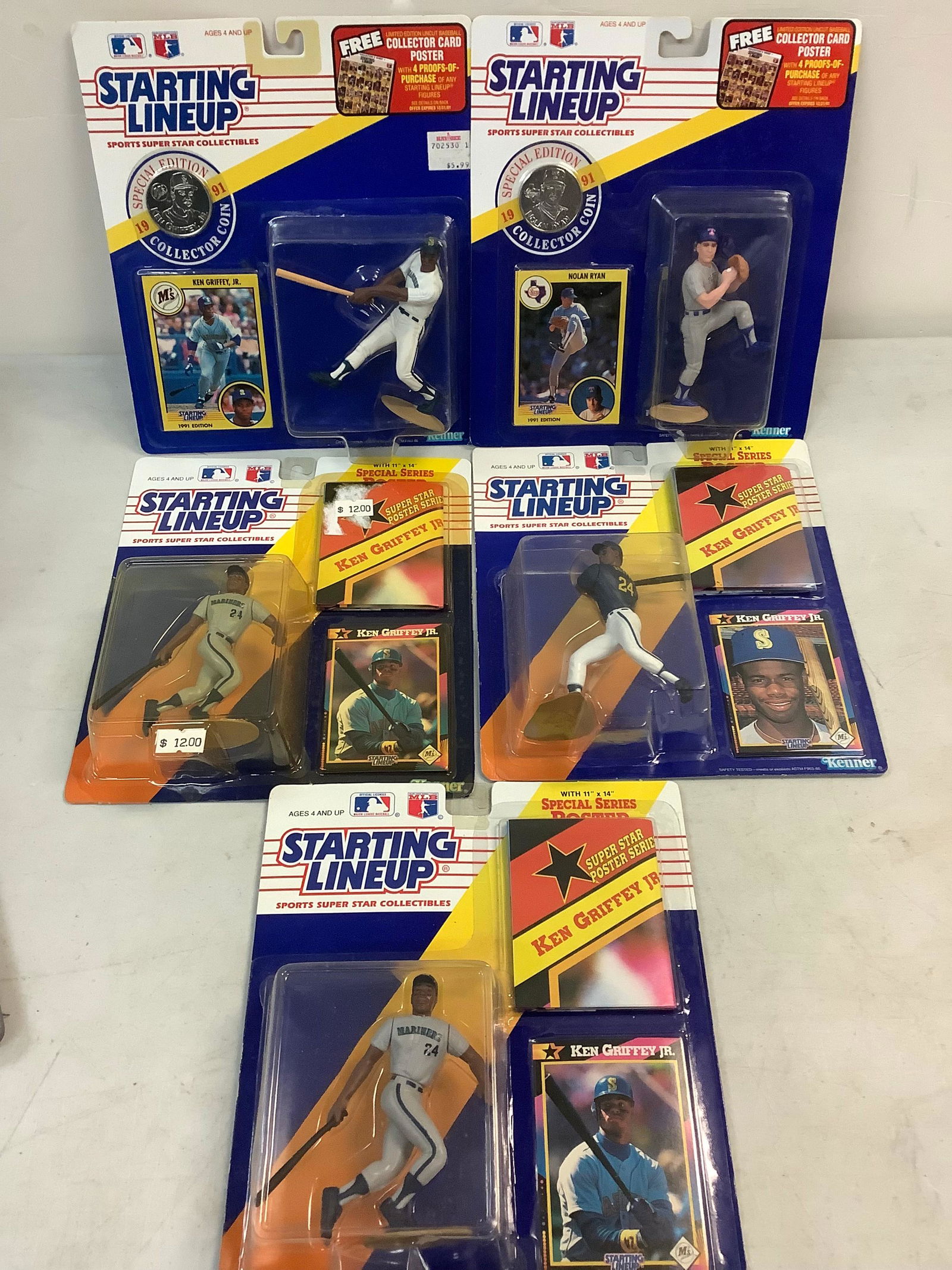 Lot of 5 Sealed Kenner Starting Lineup Action Figures with Collector Coins & Cards (1 of 1)