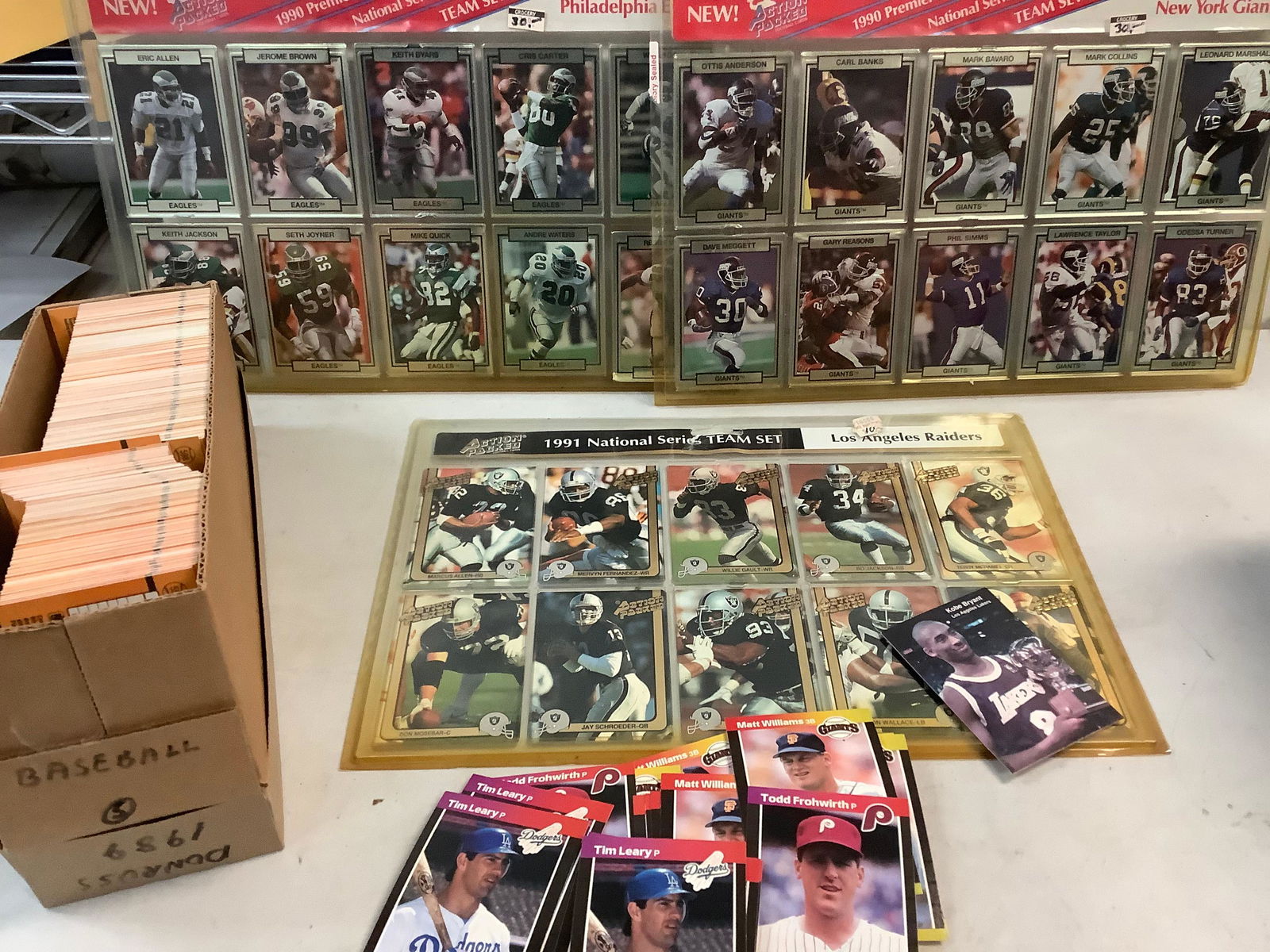 Lot of baseball cards, New action packed football cards 1990 premiere national series and Action (1 of 1)