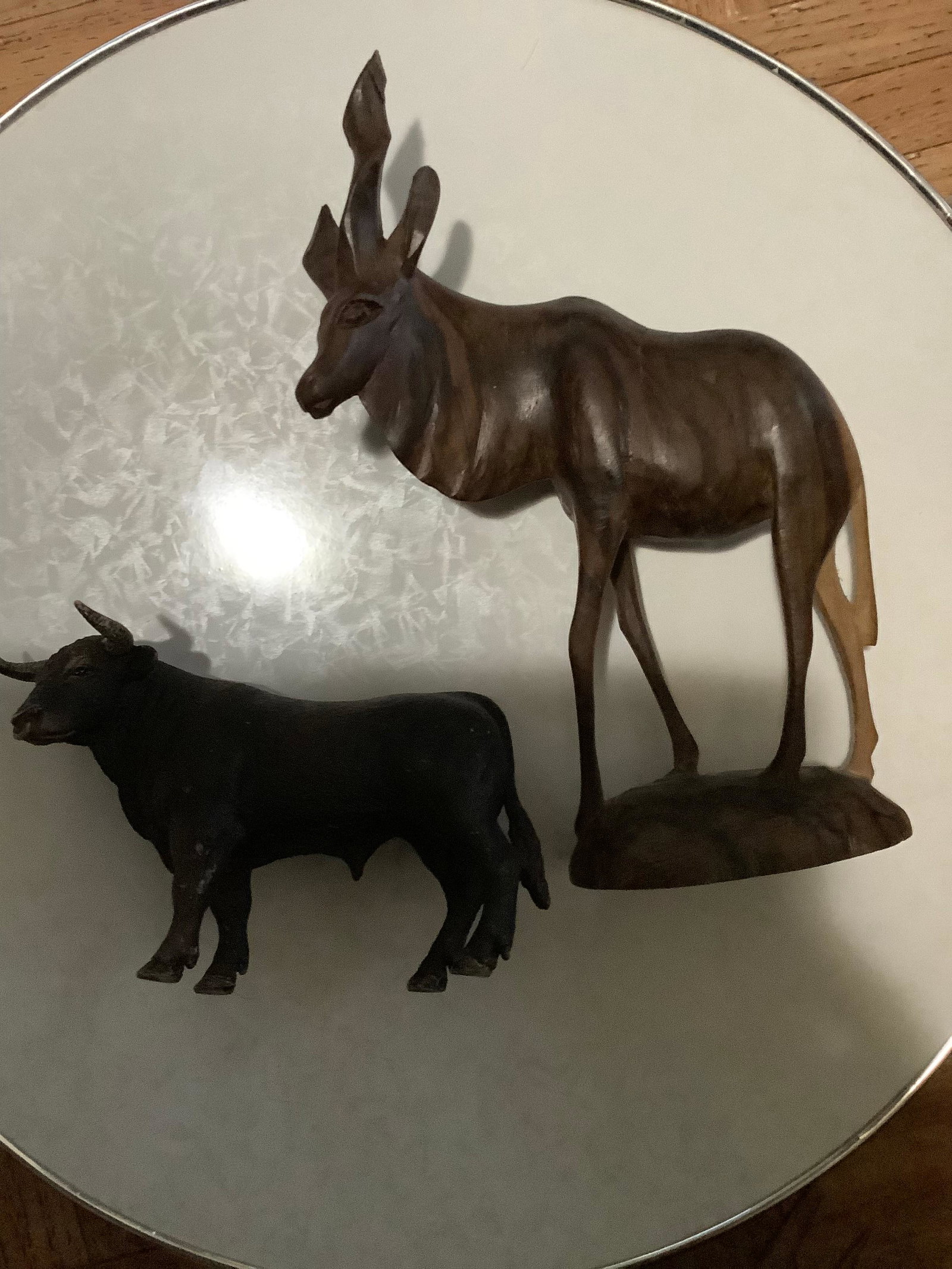 Lot of 2 Animal Statues One is Wood Tallest 8": Lot of 2 Animal Statues One is Wood Tallest 8"