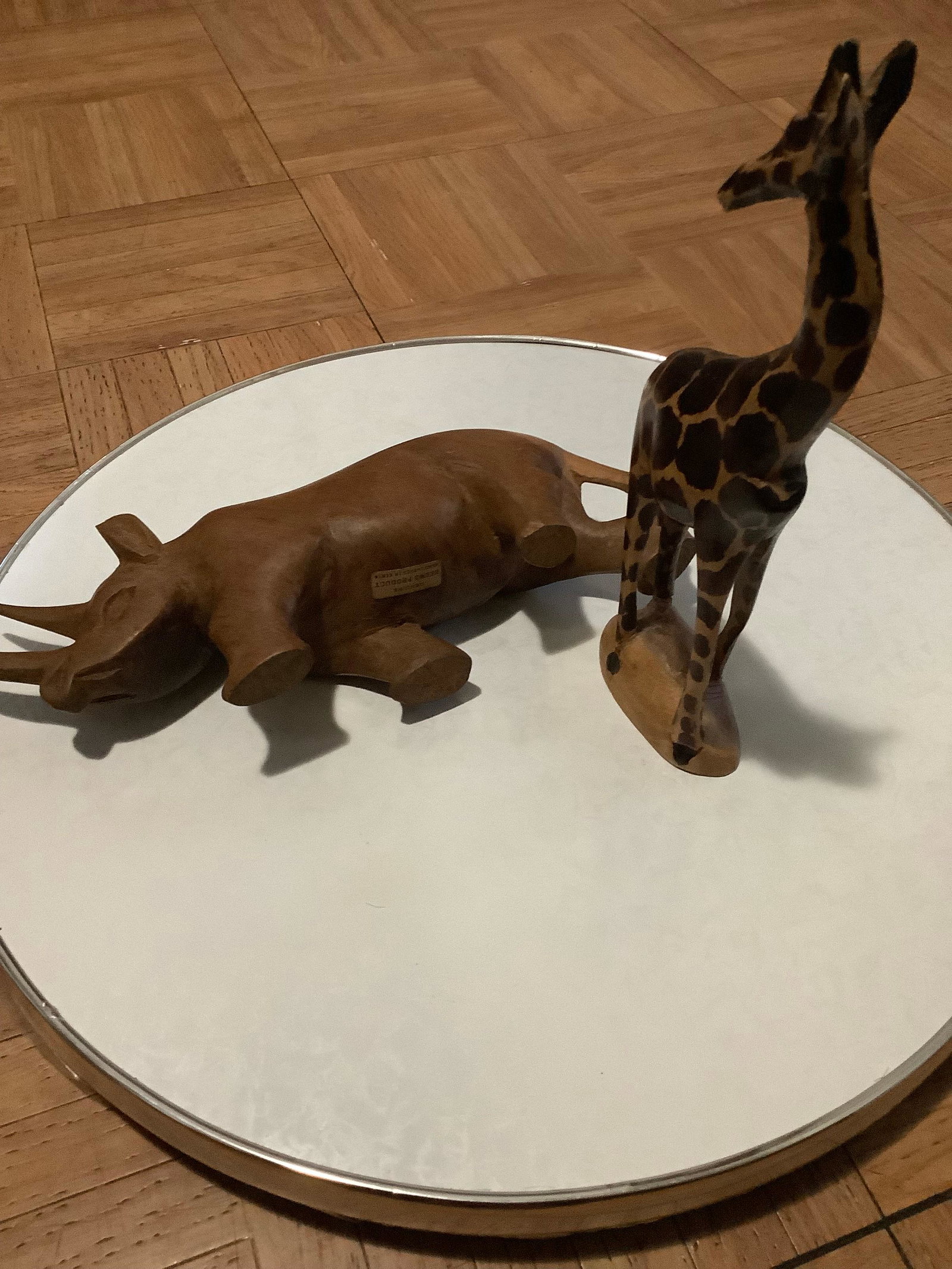 Lot of 2 Animal Statues One is Genuine Besmo Product Hand Carved in Kenya Tallest 8" (Chip Off Tusk): Lot of 2 Animal Statues One is Genuine Besmo Product Hand Carved in Kenya Tallest 8" (Chip Off Tusk)