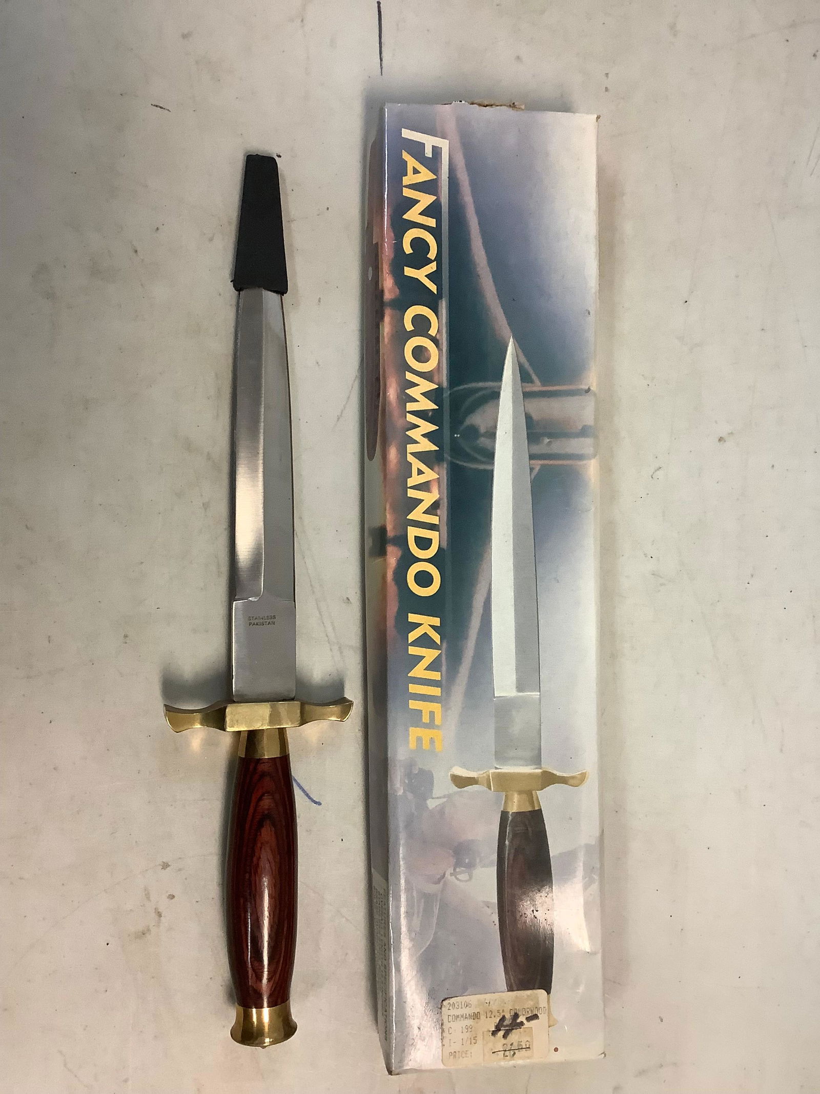 Stainless Steel Fancy Commando Knife w/ Sheath Made in Pakistan 12.5" (1 of 1)