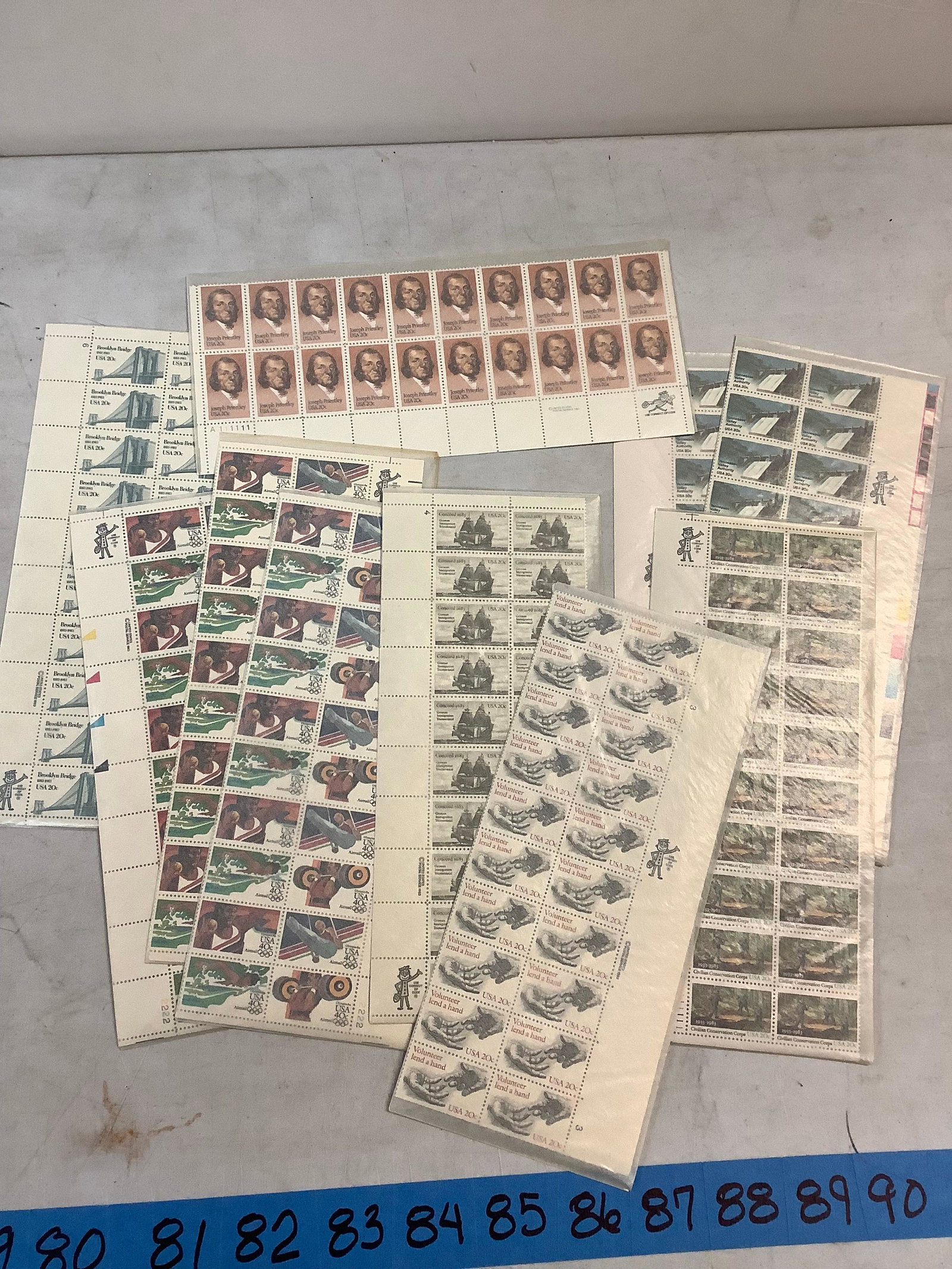 Lot of Stamps Including The Brooklyn Bridge, Olympics, Volunteer Lend a Hand Etc.: Lot of Stamps Including The Brooklyn Bridge, Olympics, Volunteer Lend a Hand Etc.