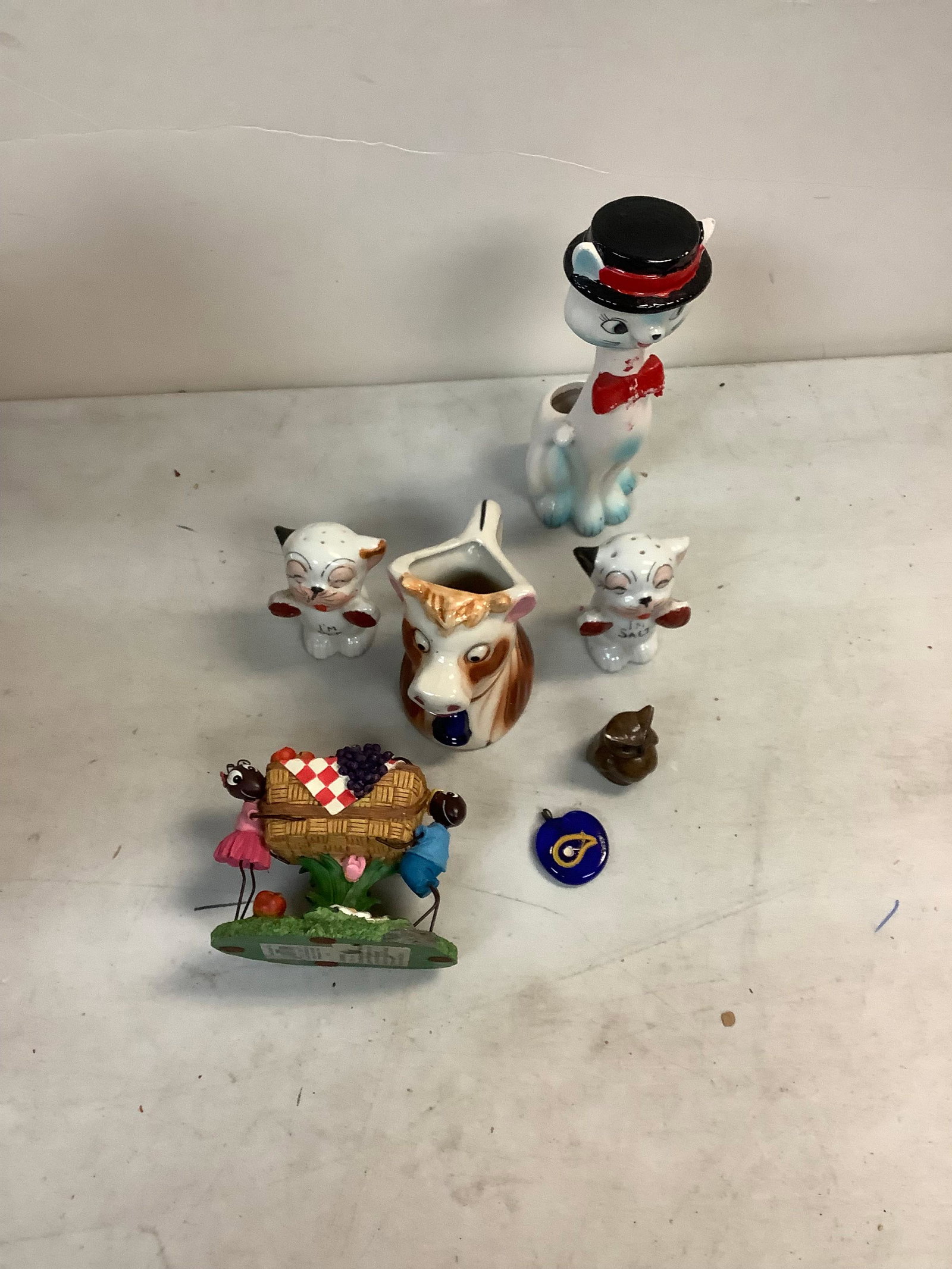 Lot of Ceramic Figurines, Glass Pendant and More Tallest 7": Lot of Ceramic Figurines, Glass Pendant and More Tallest 7"