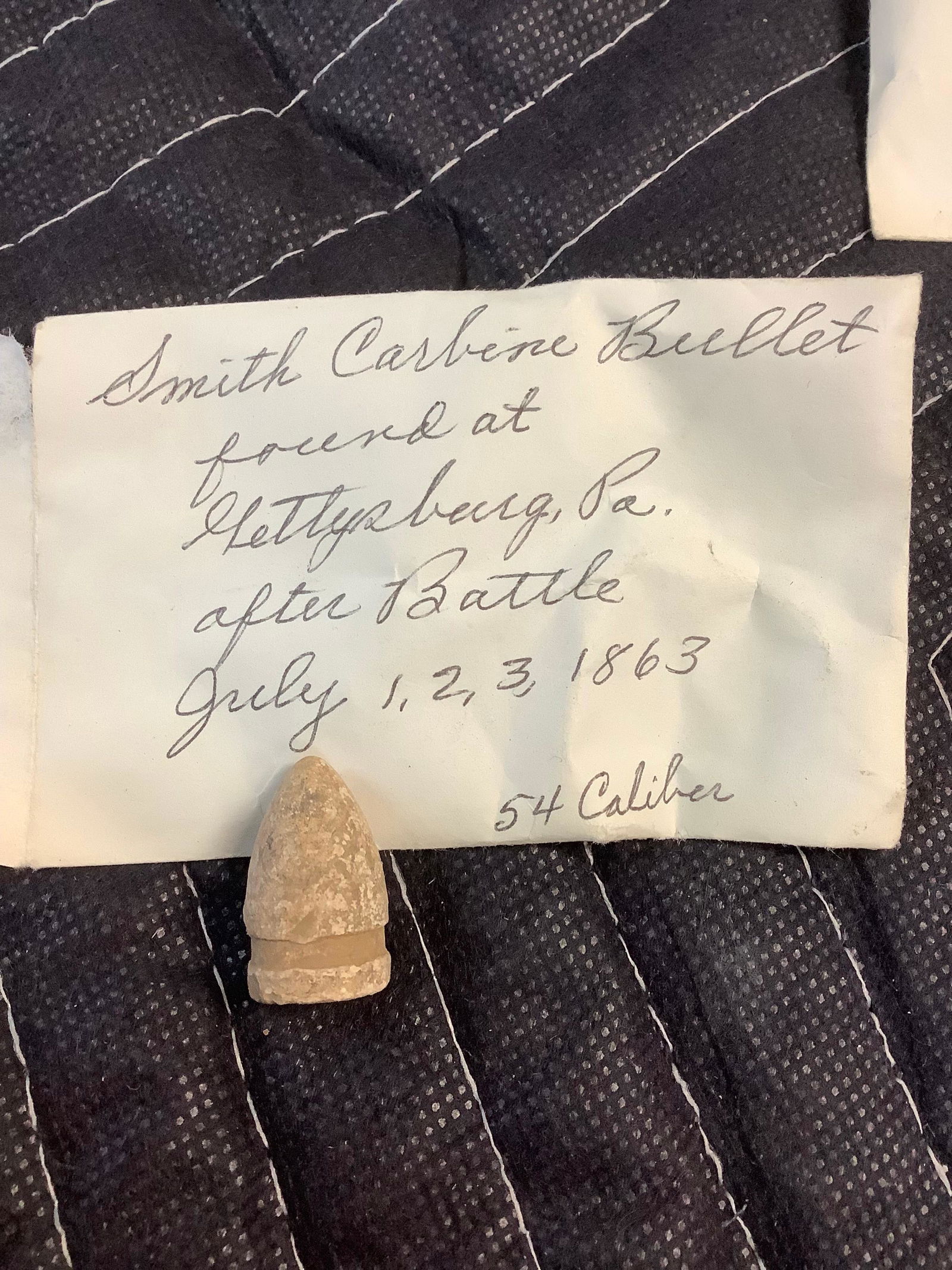Smith Carbine Bullet Found at Battle of Gettysburg July 1863 - 54 Caliber (1 of 1)