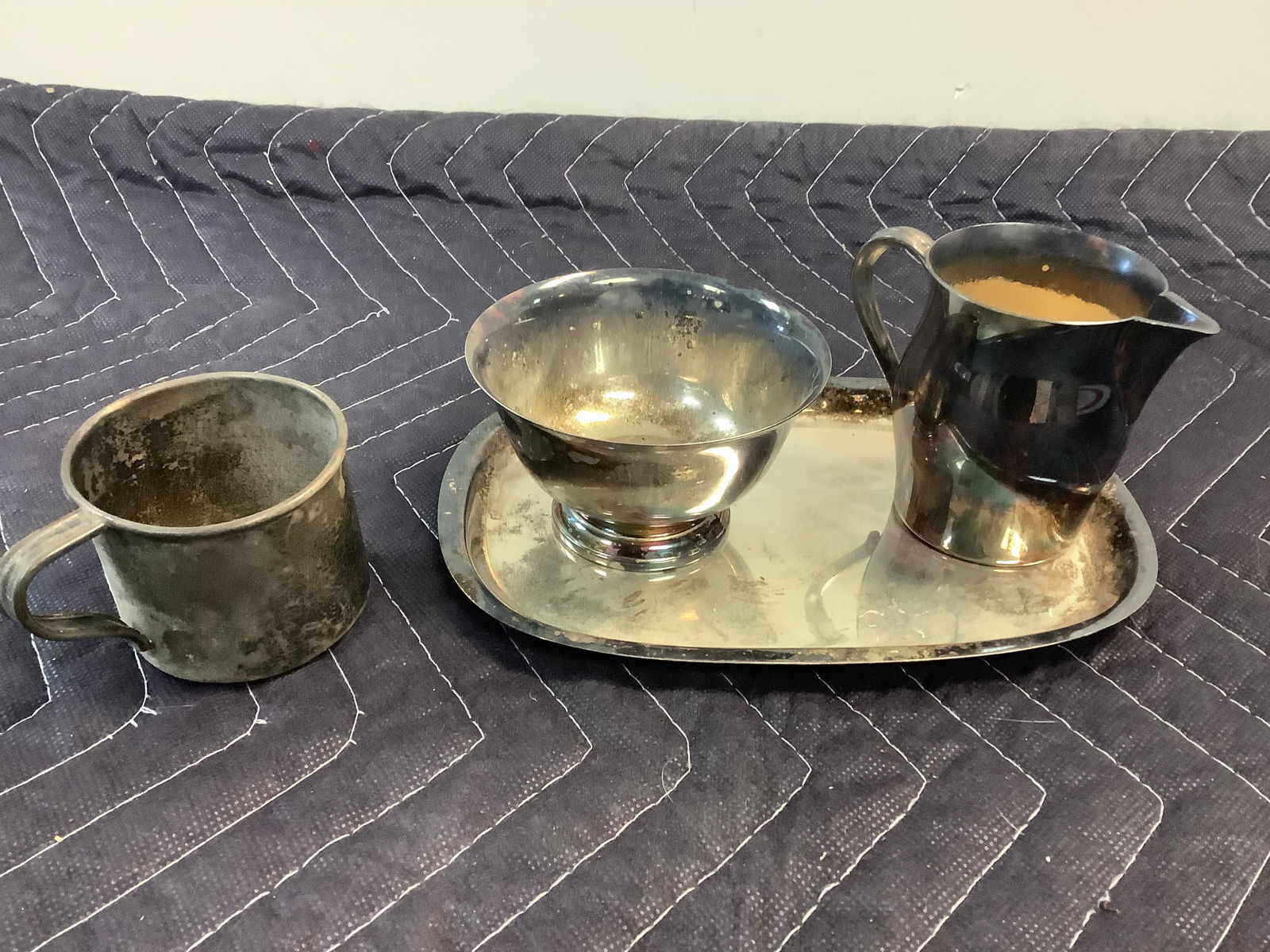 Vintage Sterling Cup, Wm Rogers Paul Revere Reproduction Creamer and More Tallest 3" (1 of 1)
