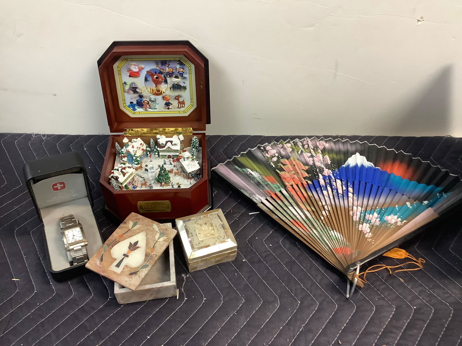 Rudolph winter scene music box, fan and more (1 of 1)