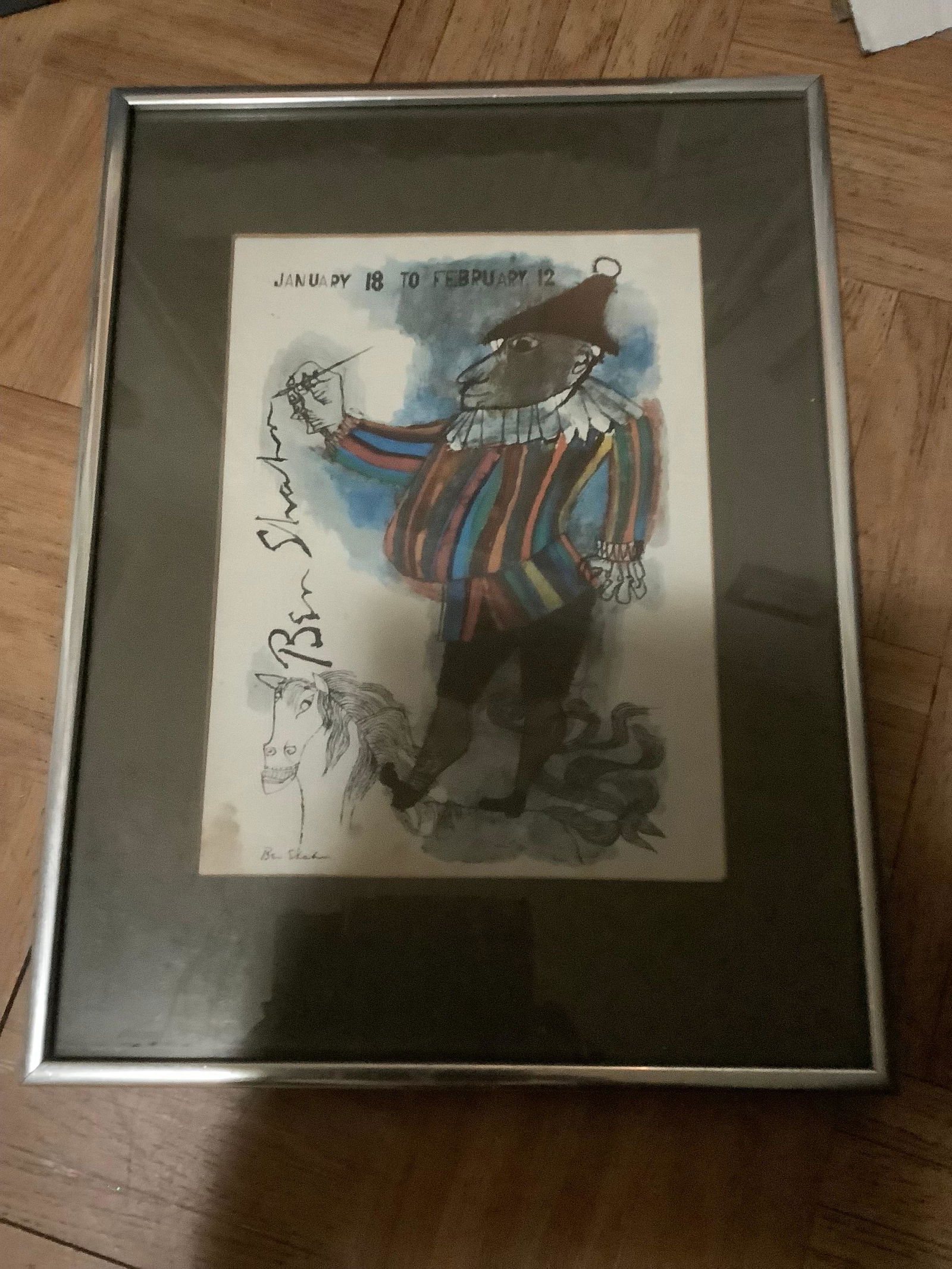 Framed Ben Shahn "January 18 to February 12 Picture (Stain in Corner) 16x12 (1 of 1)