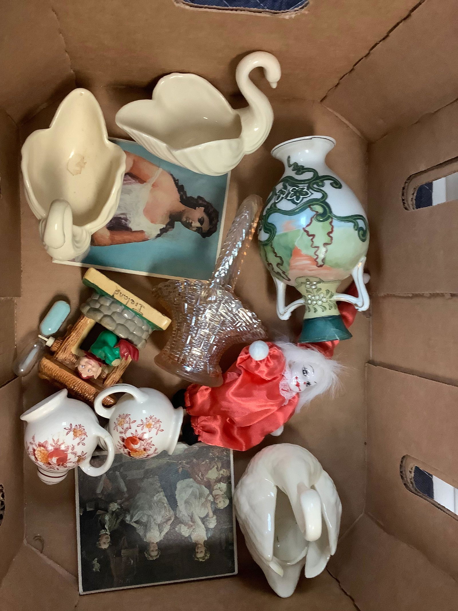 Lot of Ceramic Swan Trinket Dishes, Glass Basket, Salt & Pepper Shakers and More (1 of 1)