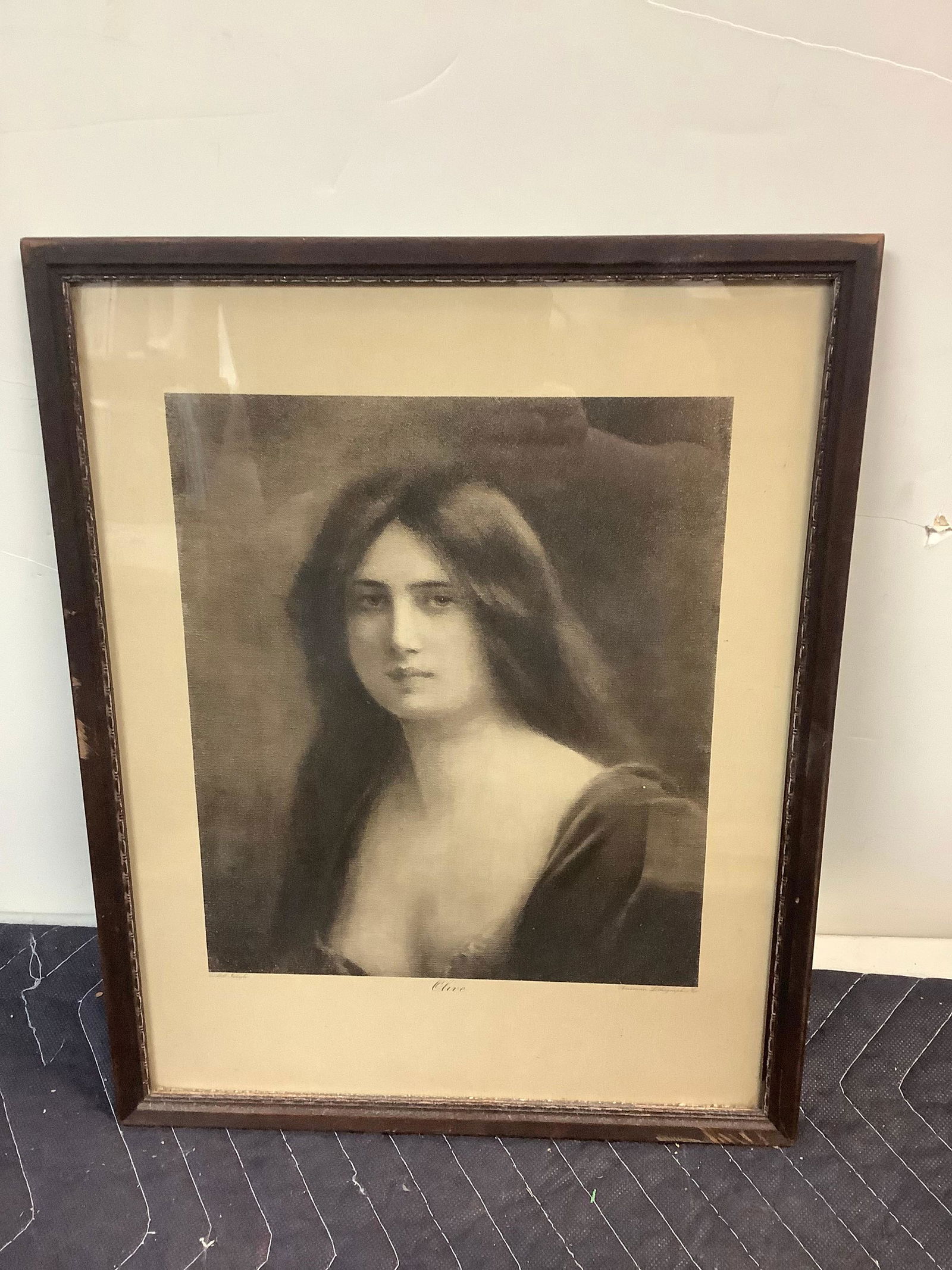 Framed Vintage American Lithographic Company "Olive" Picture 12x15 (1 of 1)