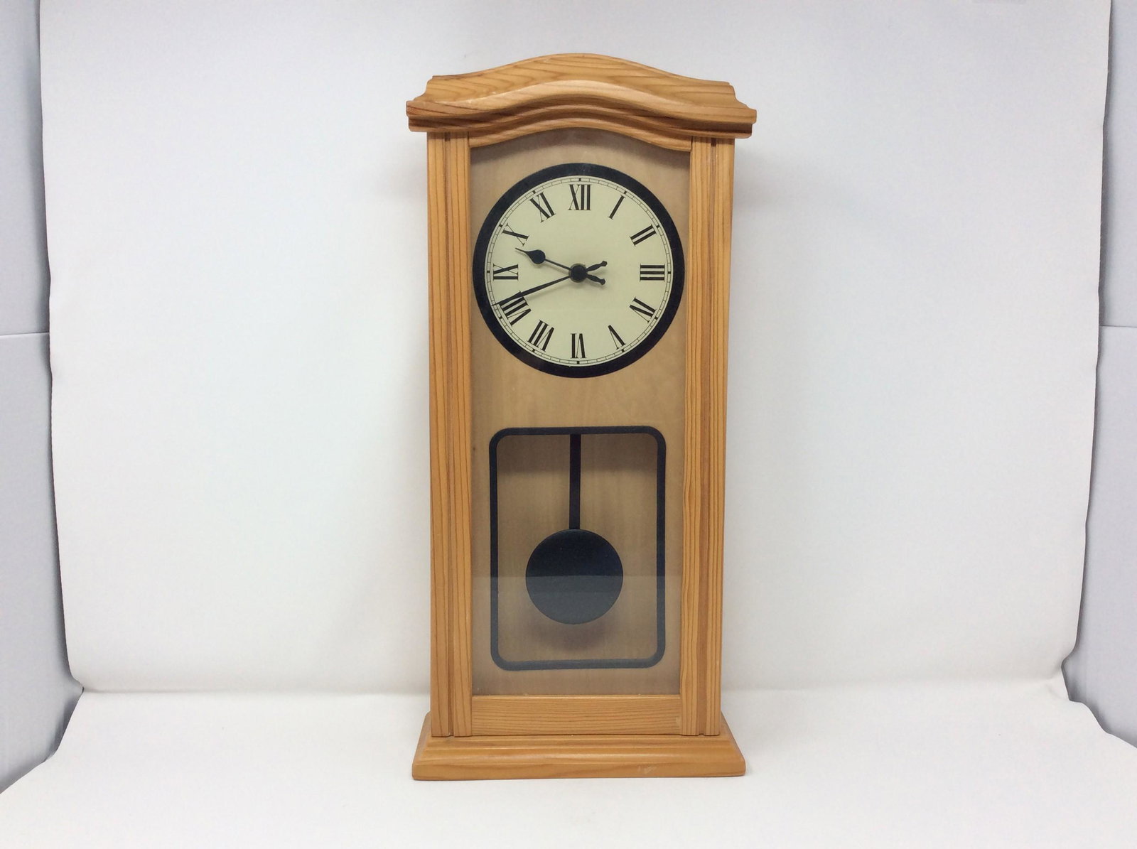 Battery operated mantel clock Light brown wood 18.5" x 8.5": Battery operated mantel clock Light brown wood 18.5" x 8.5"