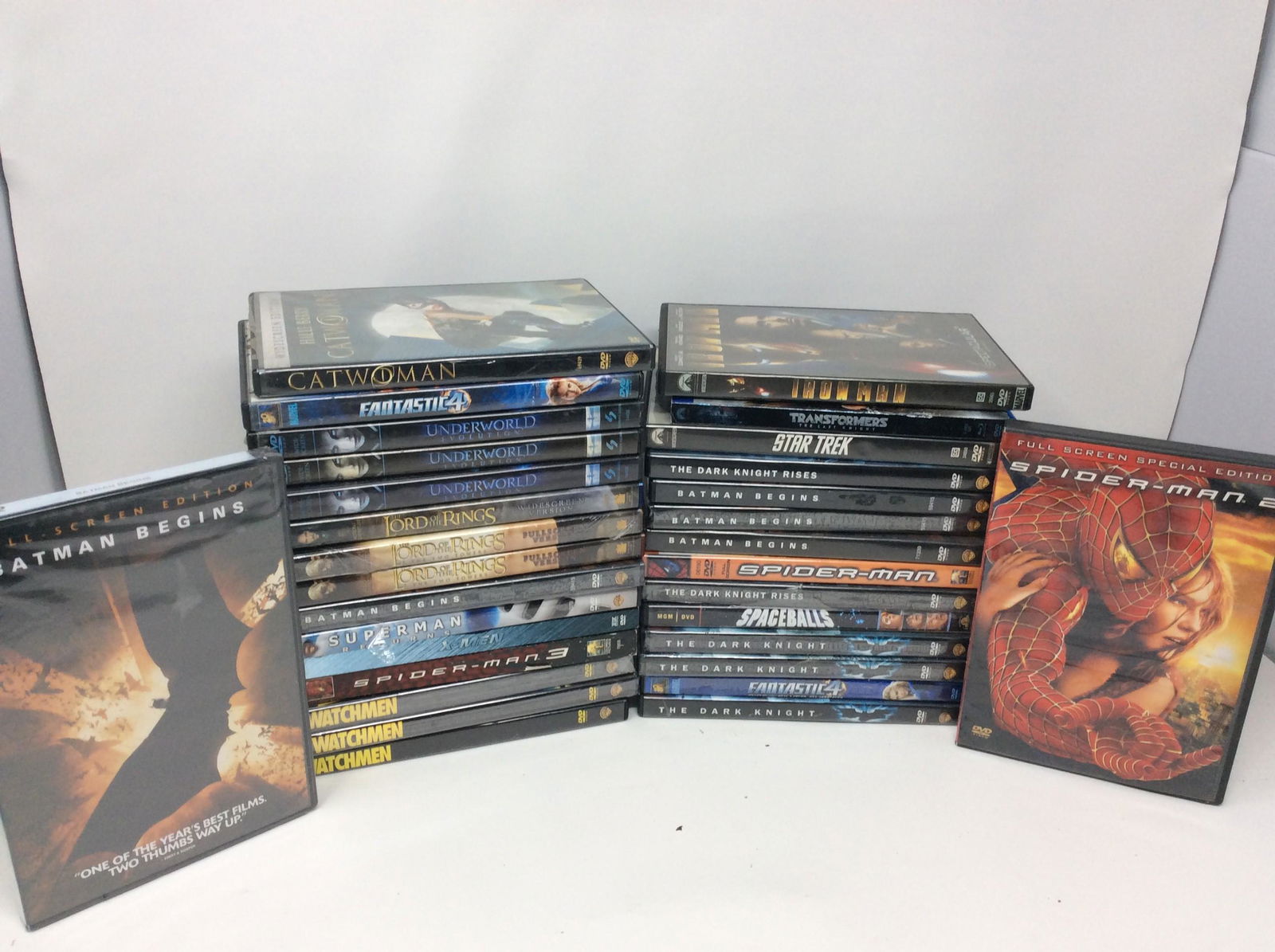 Lot of DVD, Super Heros, Superman, spiderman, batman, transformers, Watchmen, Cat women dark night (1 of 1)