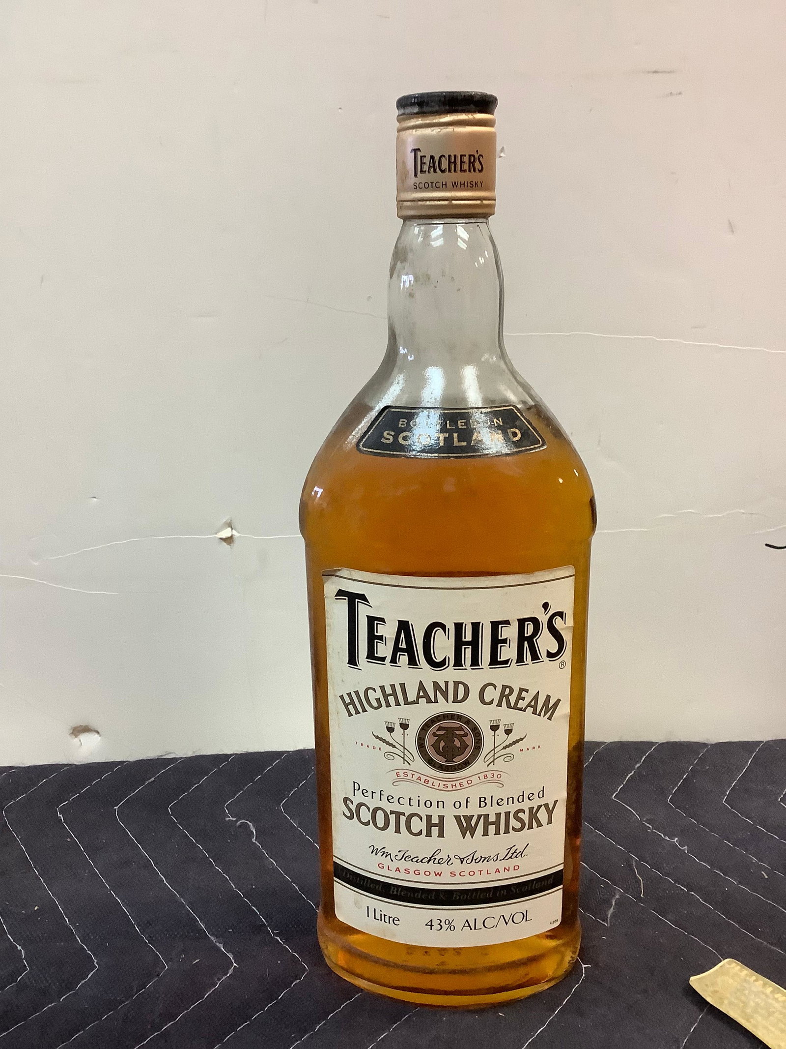 Teachers Scotch Whisky 1 litre: Any contents in bottle is Free; You are bidding on the bottle & unbroken tax stamp