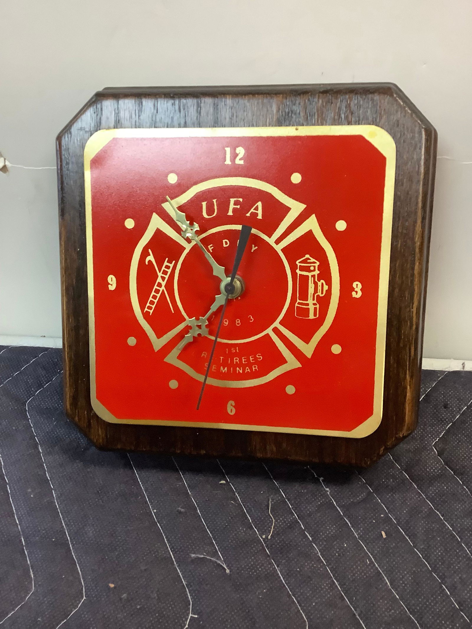 UFA wooden Firemen wall Clock: UFA wooden Firemen wall Clock