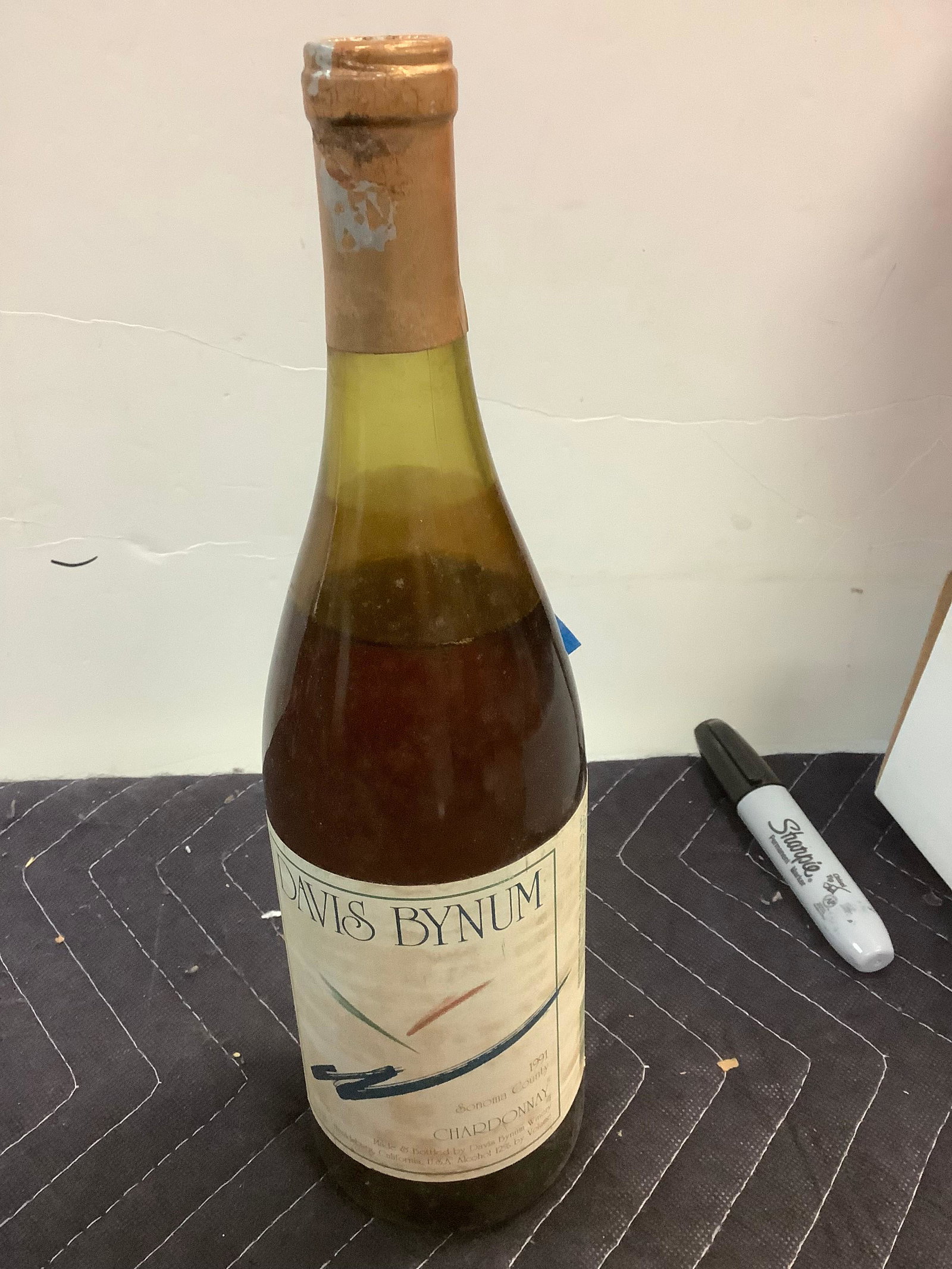 Davis Bynum 1991 Sonoma County Chardonnay - Sealed: Any contents in bottle is Free; You are bidding on the bottle & unbroken tax stamp