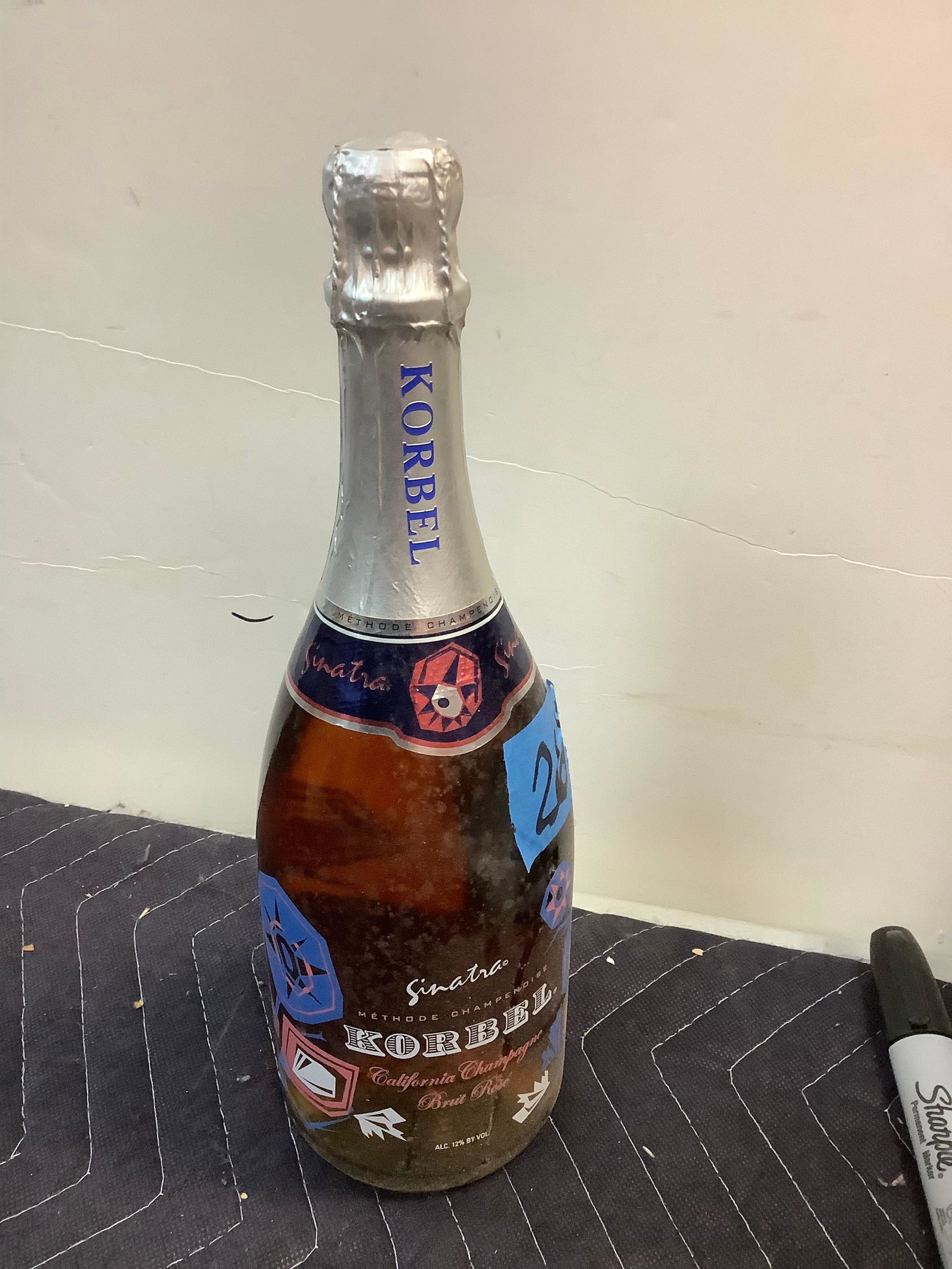 Sinatra Korbel Champagne - Sealed: Any contents in bottle is Free; You are bidding on the bottle & unbroken tax stamp