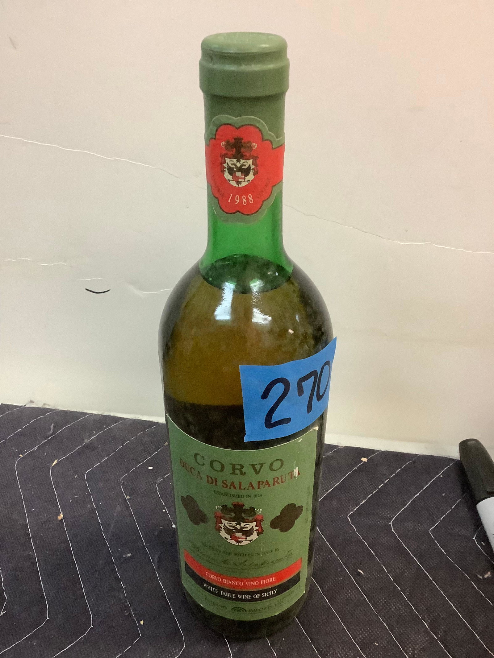 Corvo Duca Di Sala Paruta White table Wine of Sicily - Sealed: Any contents in bottle is Free; You are bidding on the bottle & unbroken tax stamp