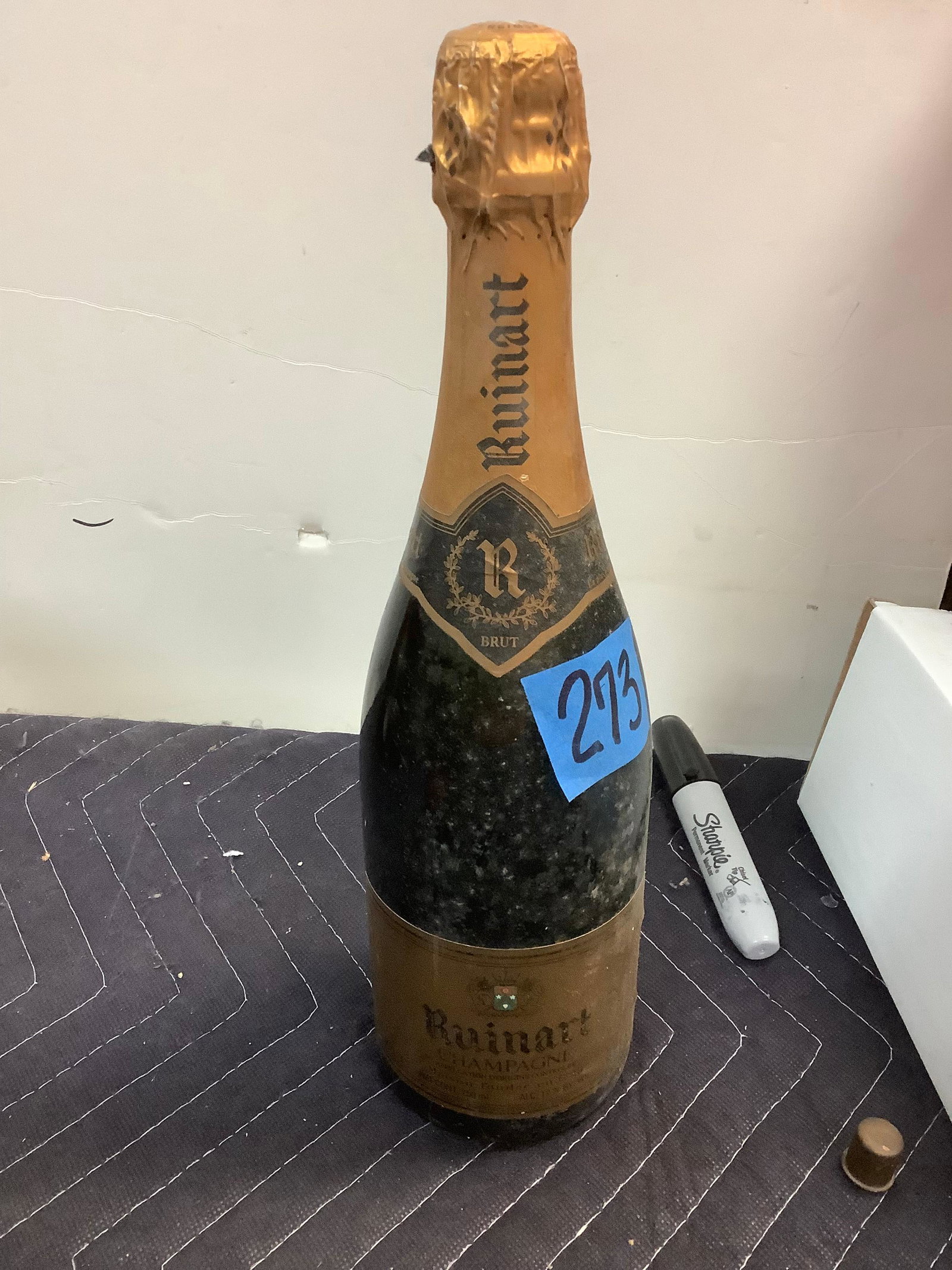 Ruinart Champagne 750 ML - sealed: Any contents in bottle is Free; You are bidding on the bottle & unbroken tax stamp