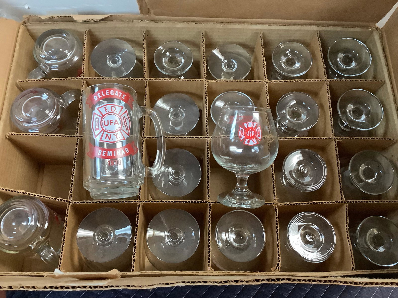 UFA Delegate 1978 & 1980 Brandy Snifters and beer mugs: UFA Delegate 1978 & 1980 Brandy Snifters and beer mugs