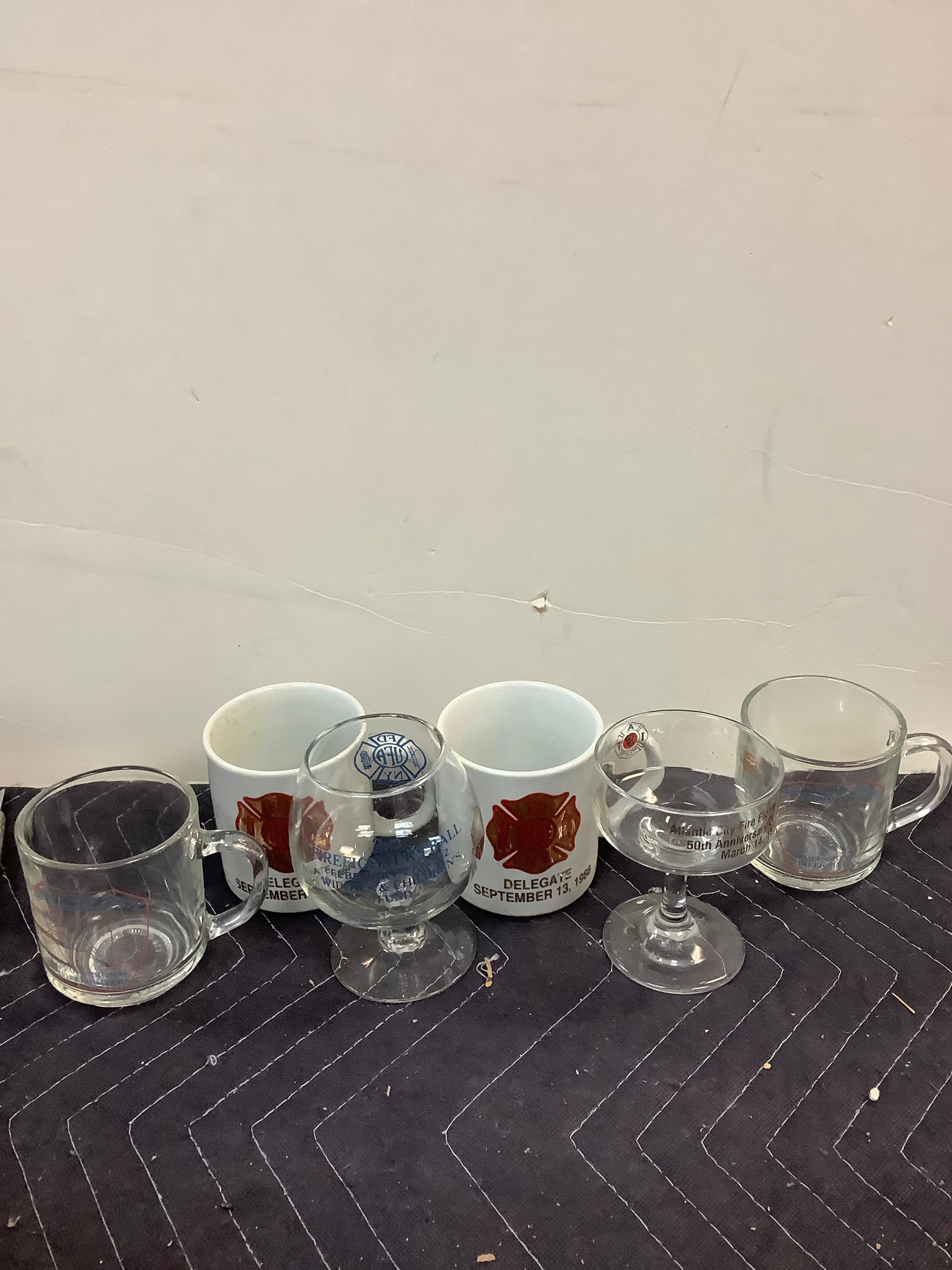Lot of FDNY Mugs and Glass Cups: Lot of FDNY Mugs and Glass Cups