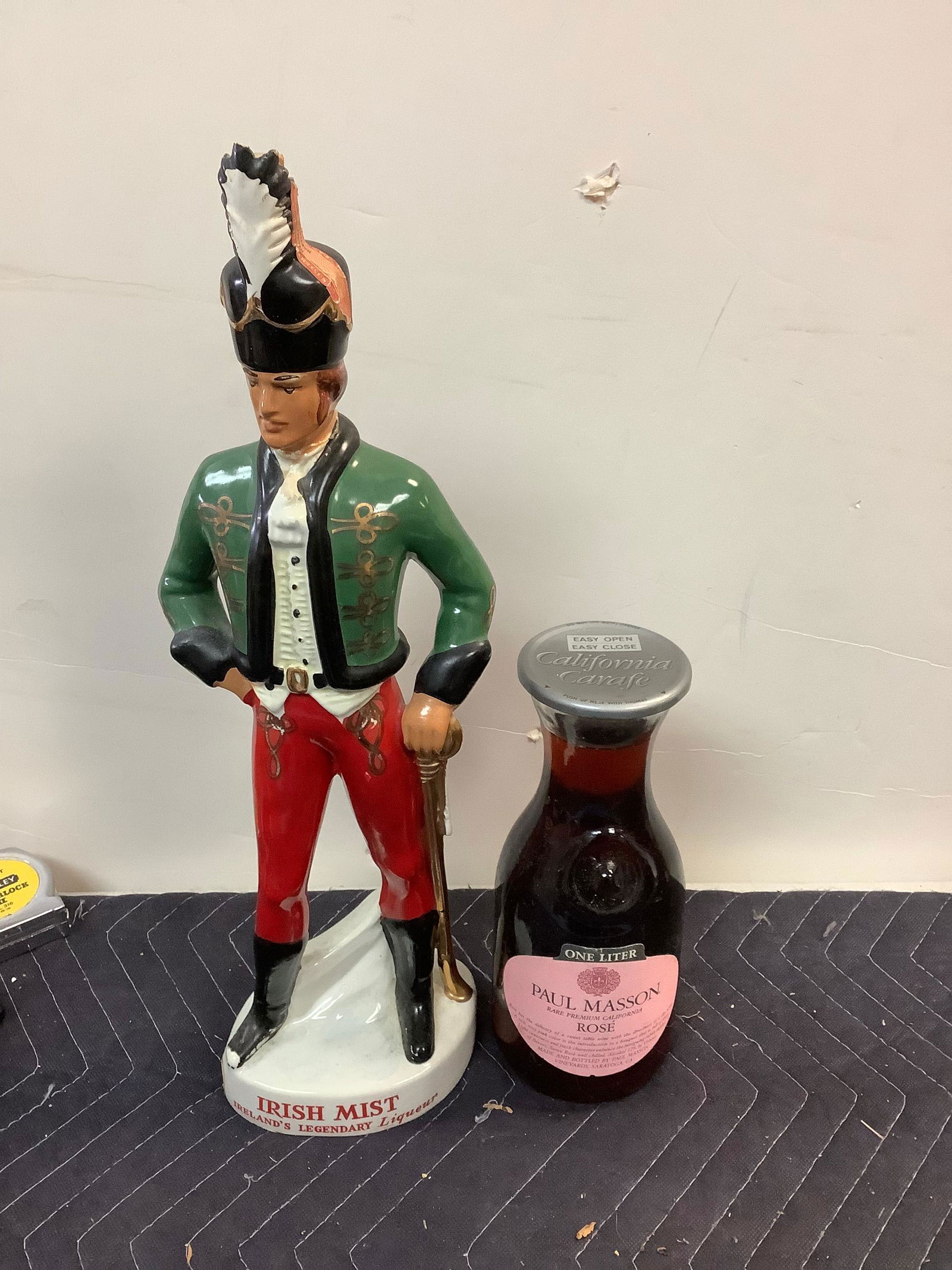 Irish Mist Irish Soldier Decanter 19" and Sealed 1 Liter Paul Masson Rose (1 of 1)