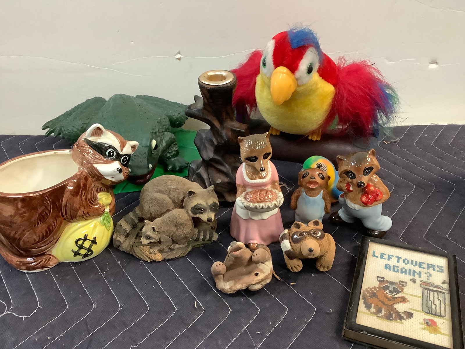 lot of racoon figures, frog figures, and more: lot of racoon figures, frog figures, and more