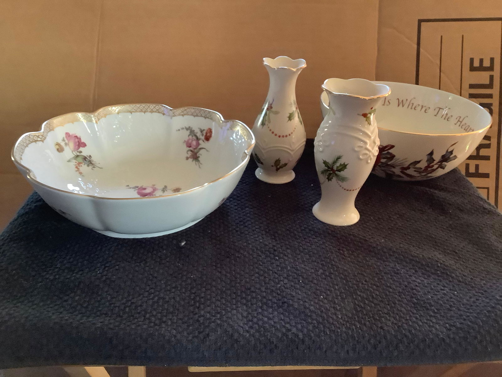 Lot of Lenox pieces 2 serving bowls and 2 small vases (1 of 1)