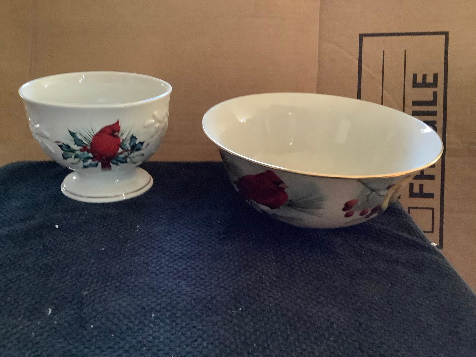 lot of "winter Gardens" collection lenox bowls signed by artist Largest bowl is 9" across: lot of "winter Gardens" collection lenox bowls signed by artist Largest bowl is 9" across