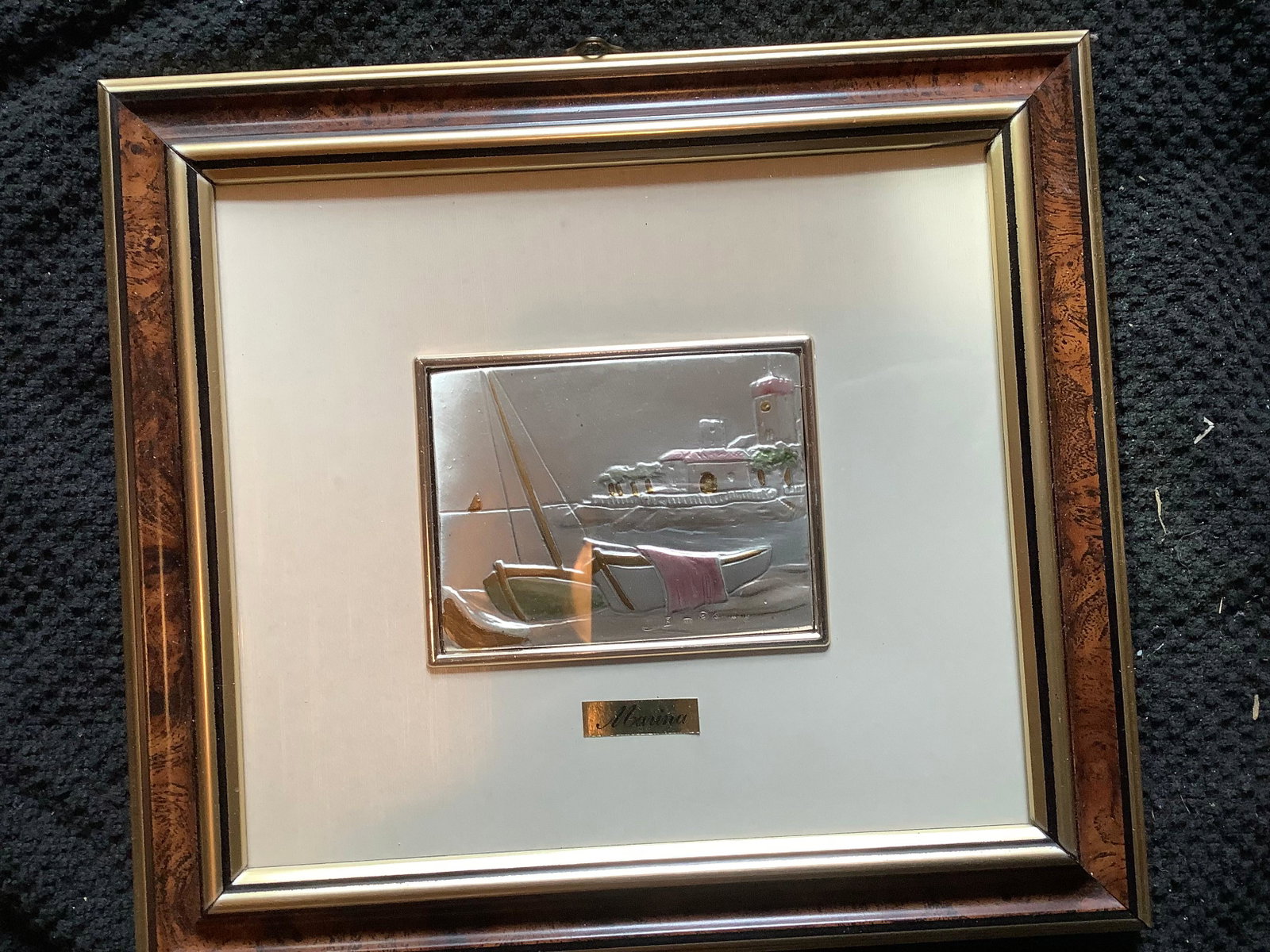 Linea Argento "Marina" framed metal on sterling approx 8 x 9: Linea Argento "Marina" framed metal on sterling approx 8 x 9