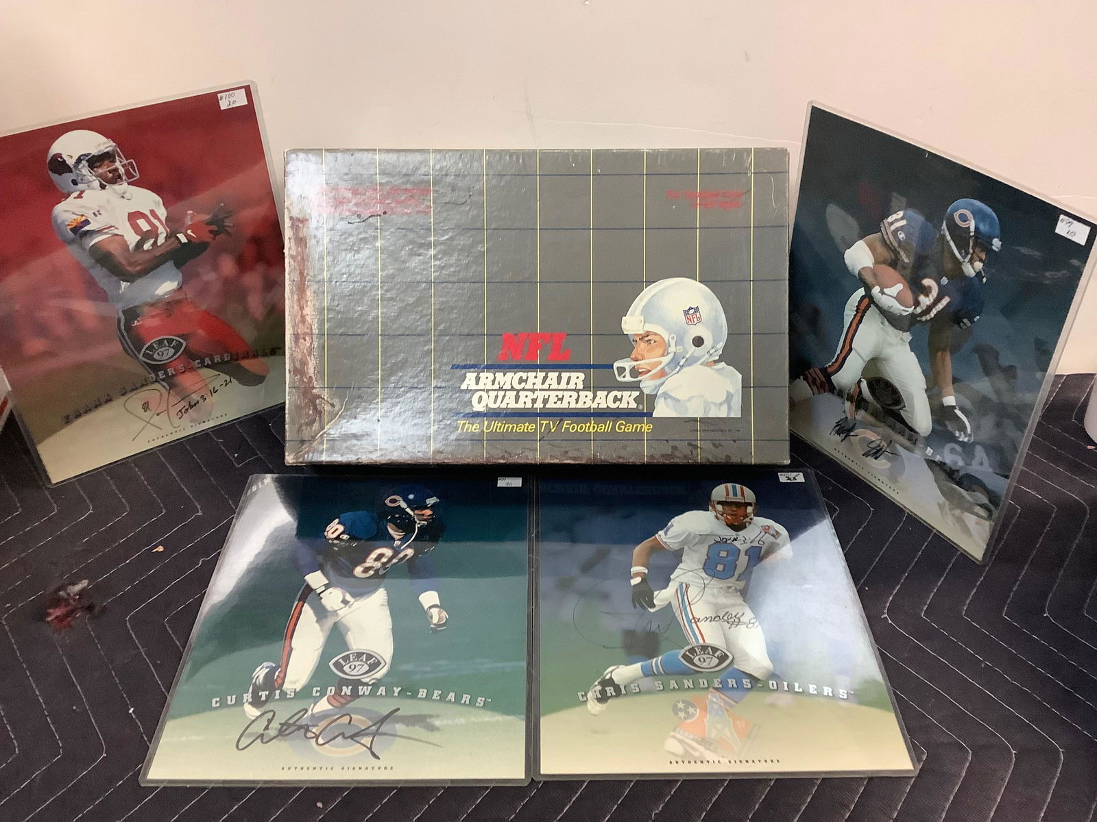 NFL Armchair Quarterback football game and Leaf signed photos (1 of 1)