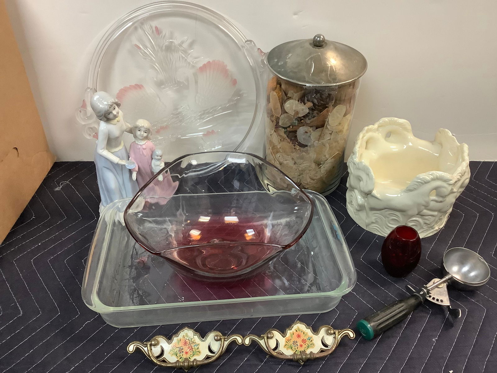 Lot of Holland Mold Ceramic Horse Bowl, Handles, Pyrex Pan, Porcelain Statue and More (1 of 1)