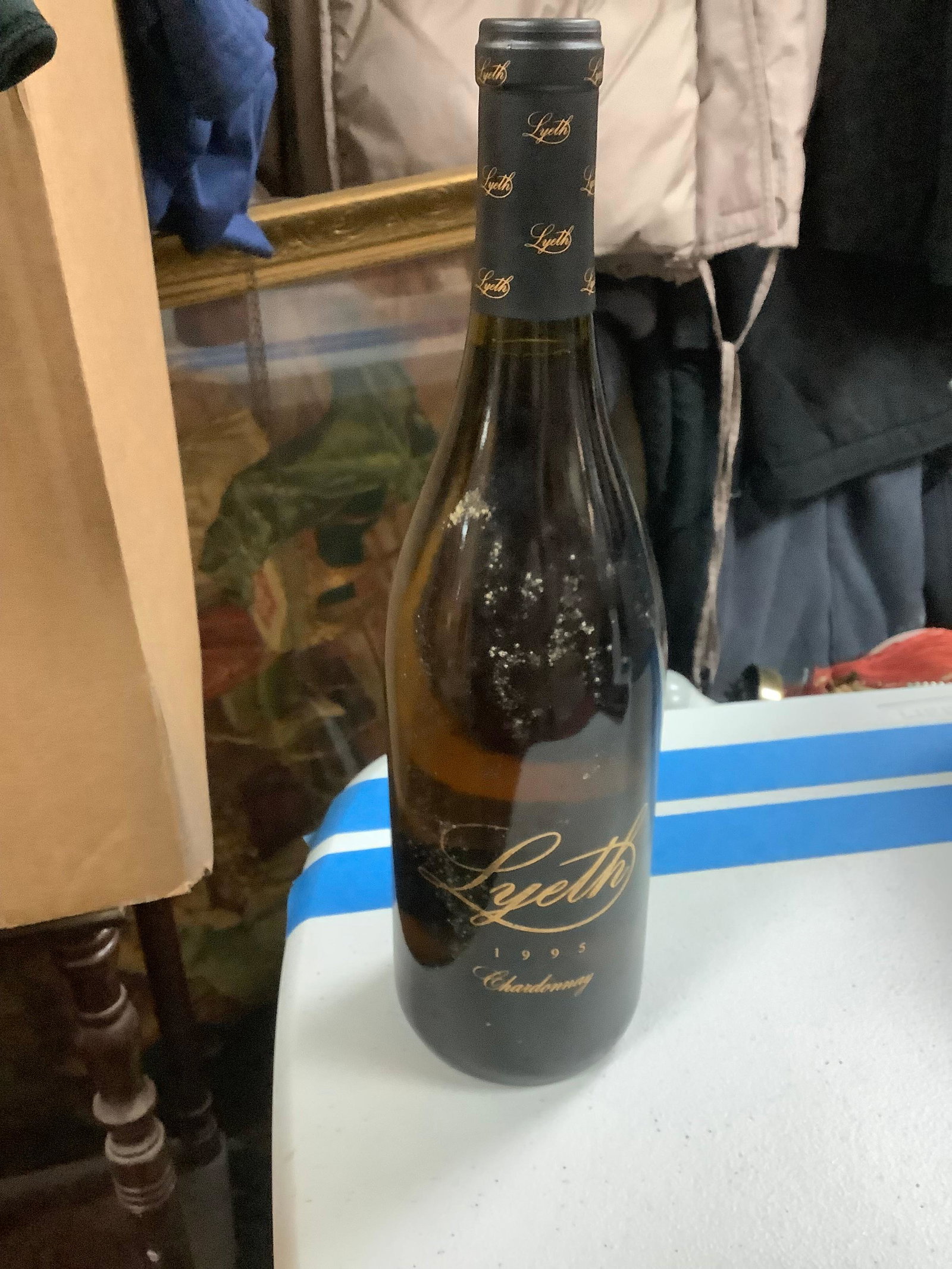 Lyeth 1995 chardonnay: Any contents in bottle is Free; You are bidding on the bottle & unbroken tax stamp