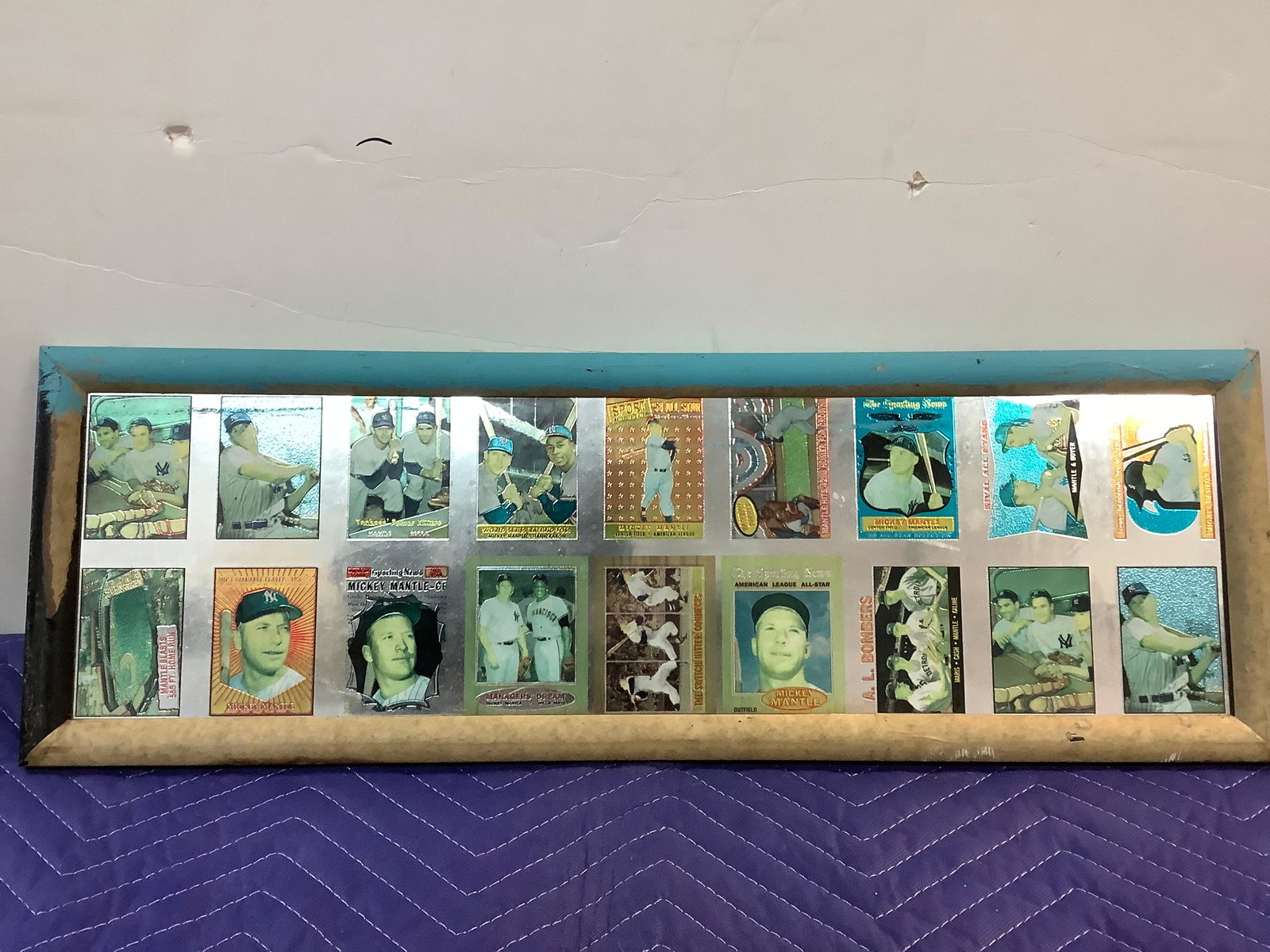 Framed Mickey Mantle Baseball Cards Collage 9.5x27.5 (1 of 1)