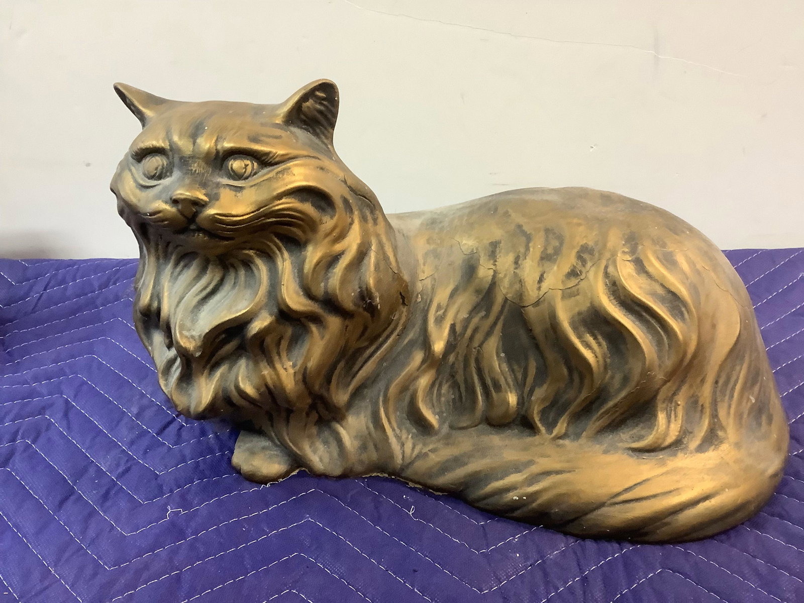 Ceramic Gold Painted Cat Statue 15": Ceramic Gold Painted Cat Statue 15"