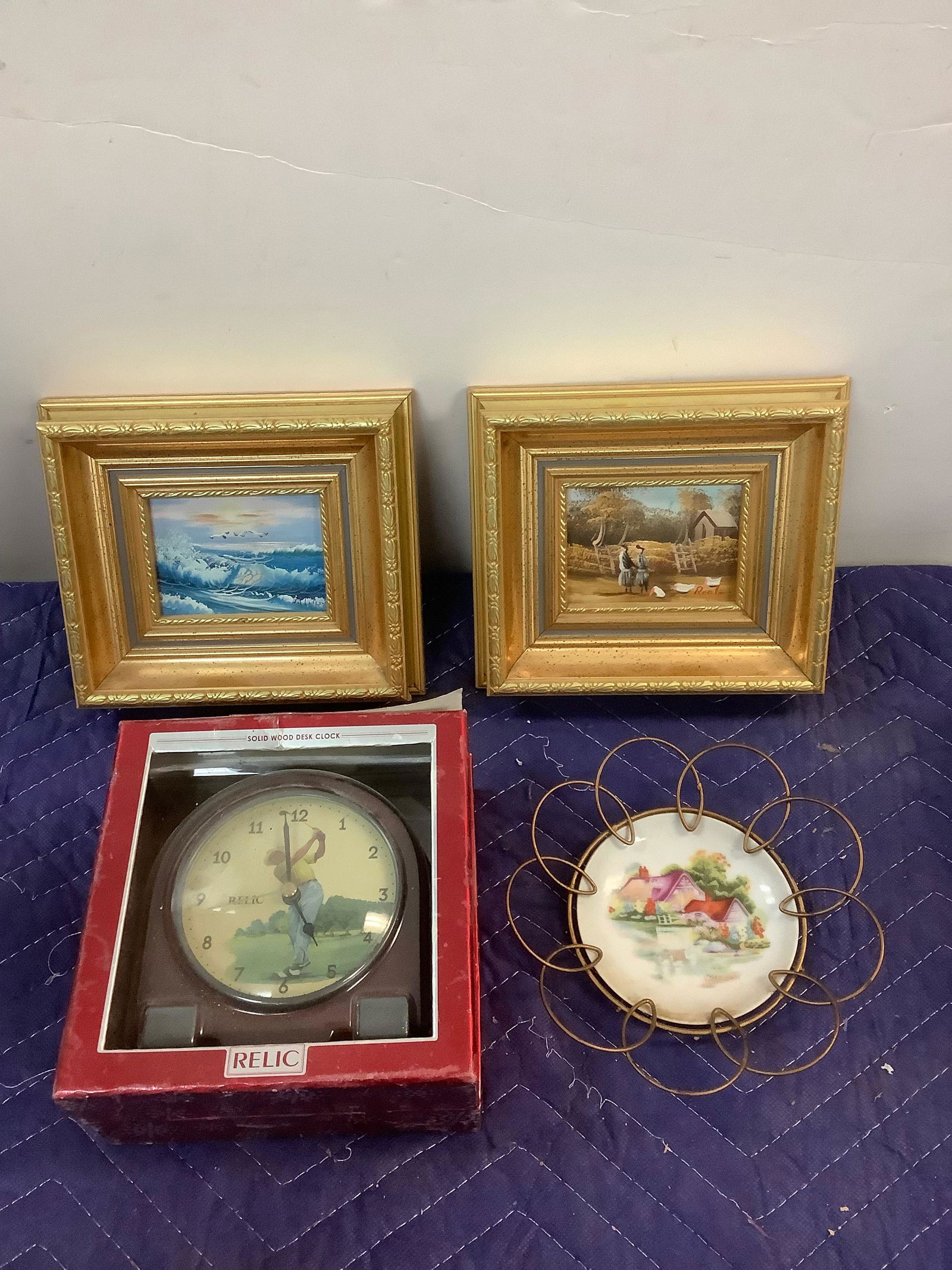 Relic Solid wood desk clock, signed framed pictures, and more (1 of 1)