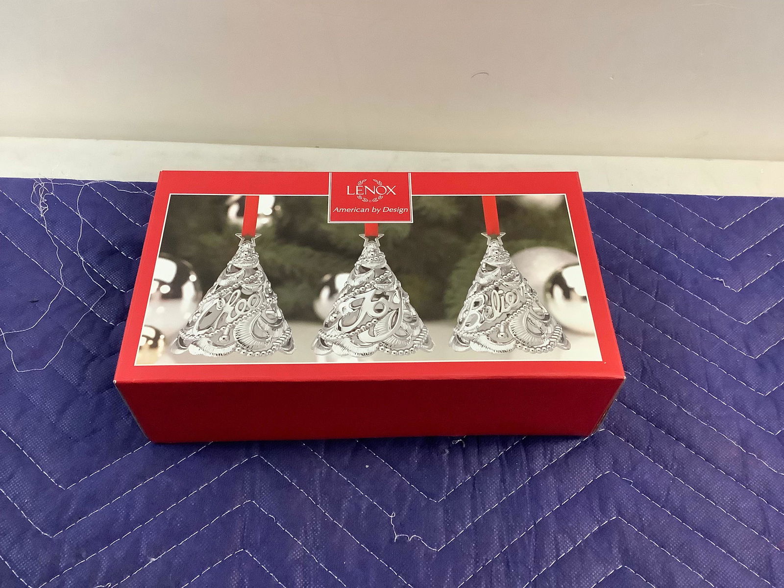 New Lenox Set of 3 Metal Tree Ornaments 3" (1 of 1)