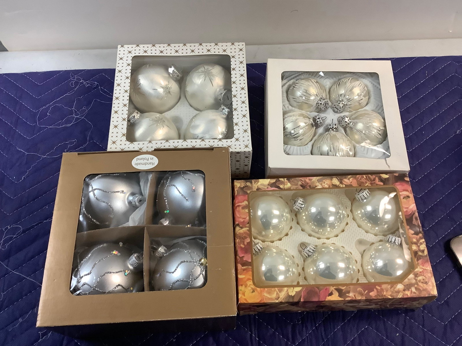 Lot of New Glass Christmas Balls 1 Hand Painted Blown Made in Poland: Lot of New Glass Christmas Balls 1 Hand Painted Blown Made in Poland