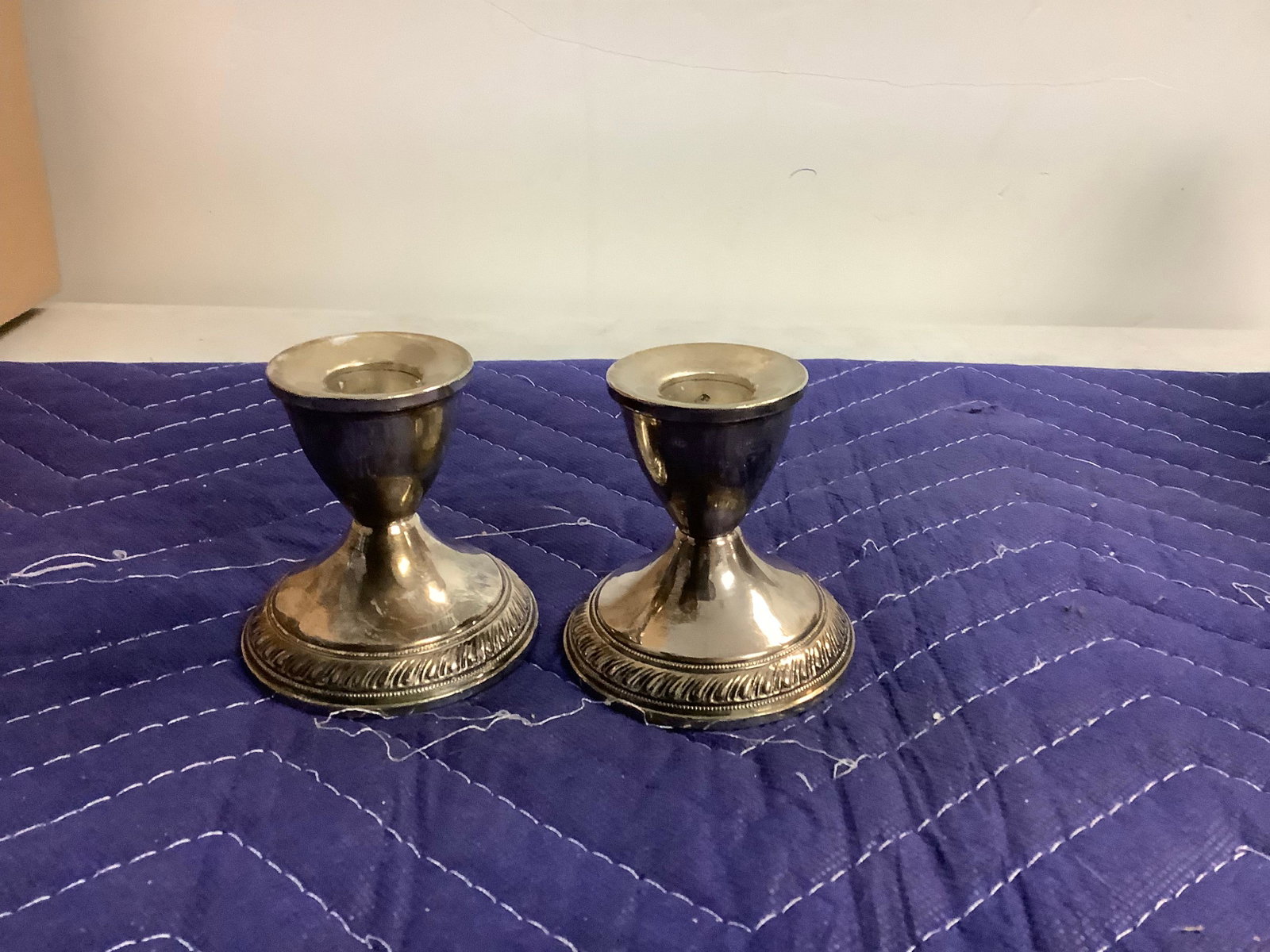 Lot of sterling weighted candle holders: Lot of sterling weighted candle holders