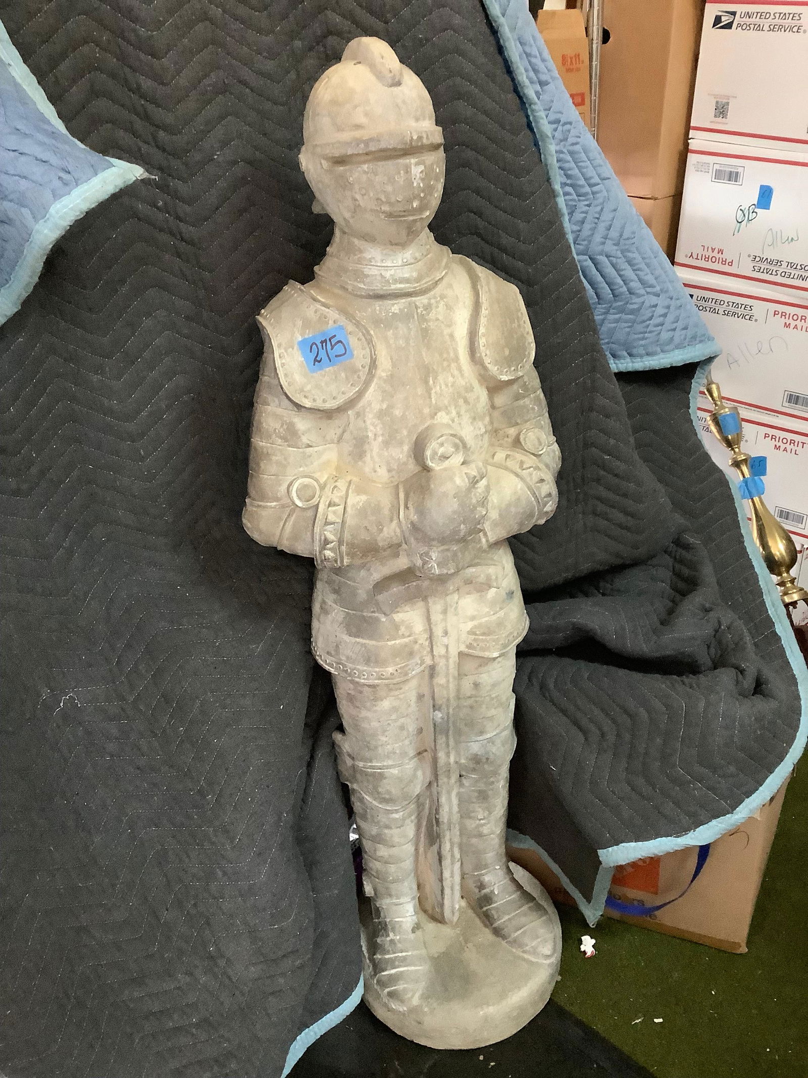 Stone knight statue 49in tallX15in wide (1 of 1)