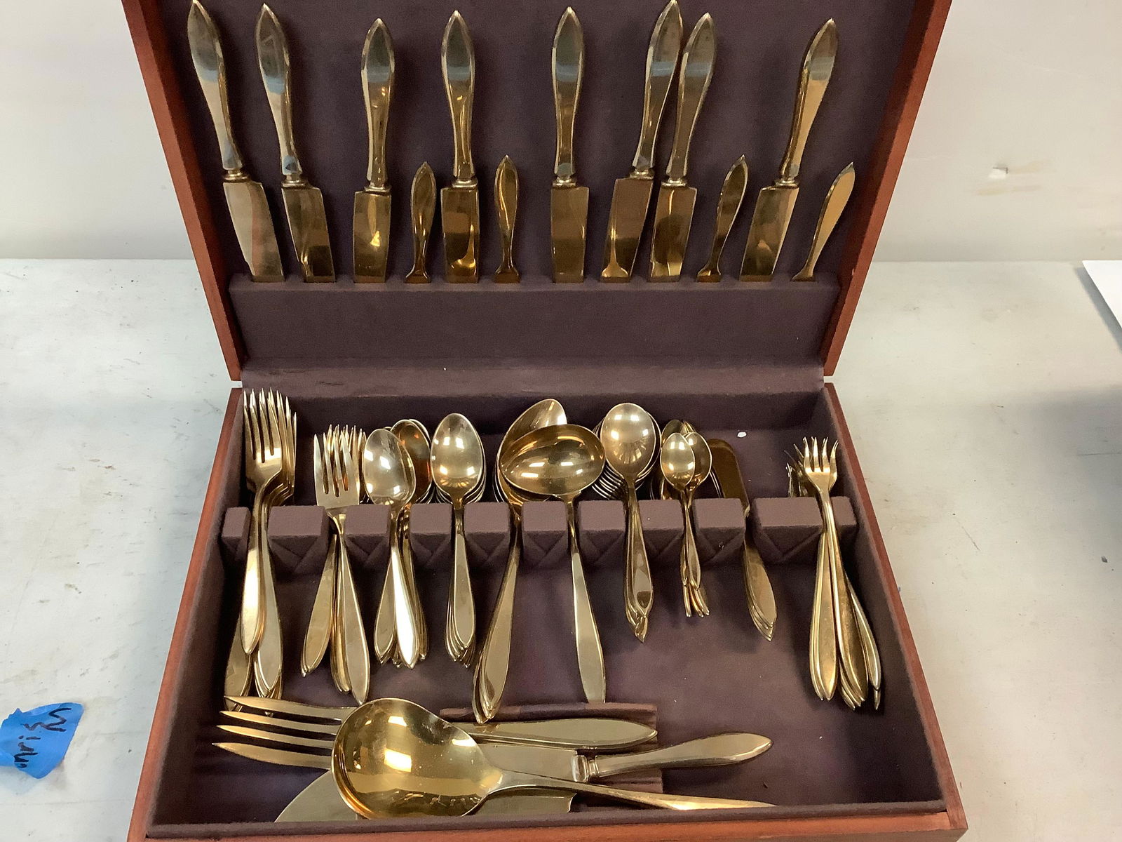 Lot of Gold Plated Flatware Set in Wooden Case (1 of 1)