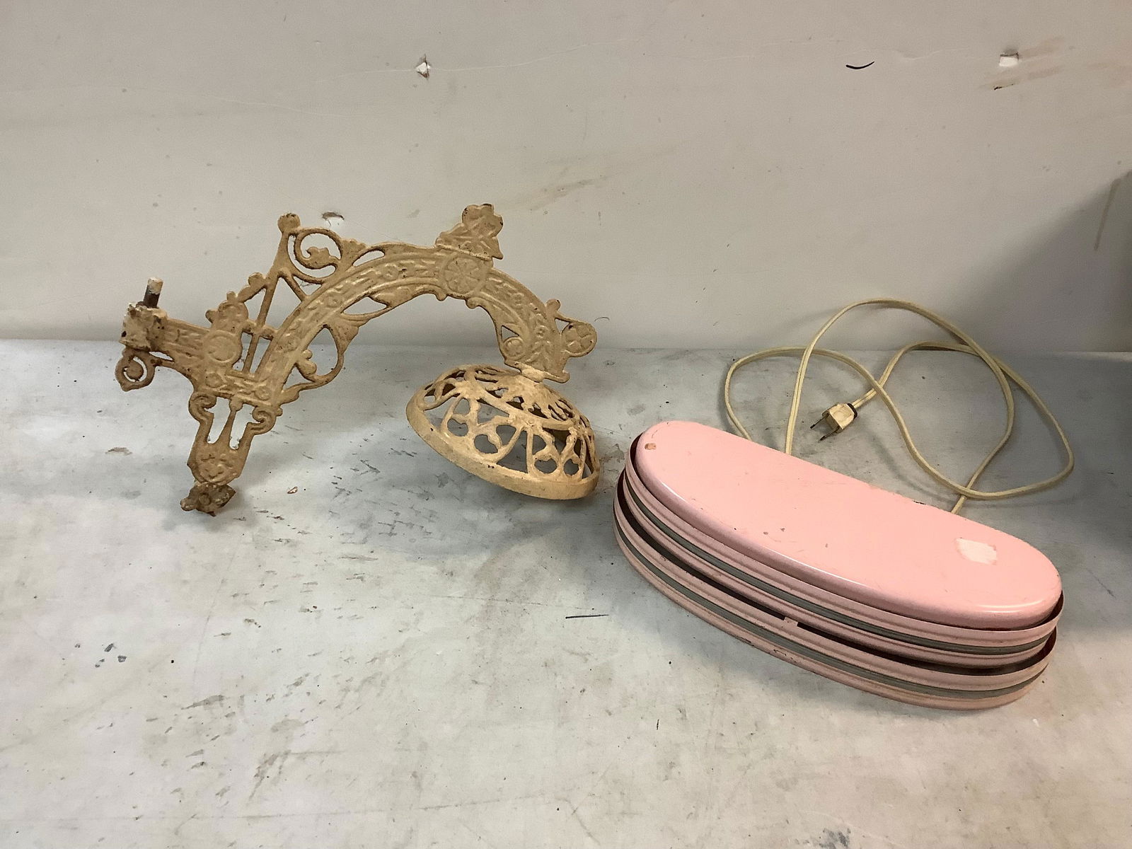 Vintage Hanging Light and Cast Iron Yard Ornament (1 of 1)