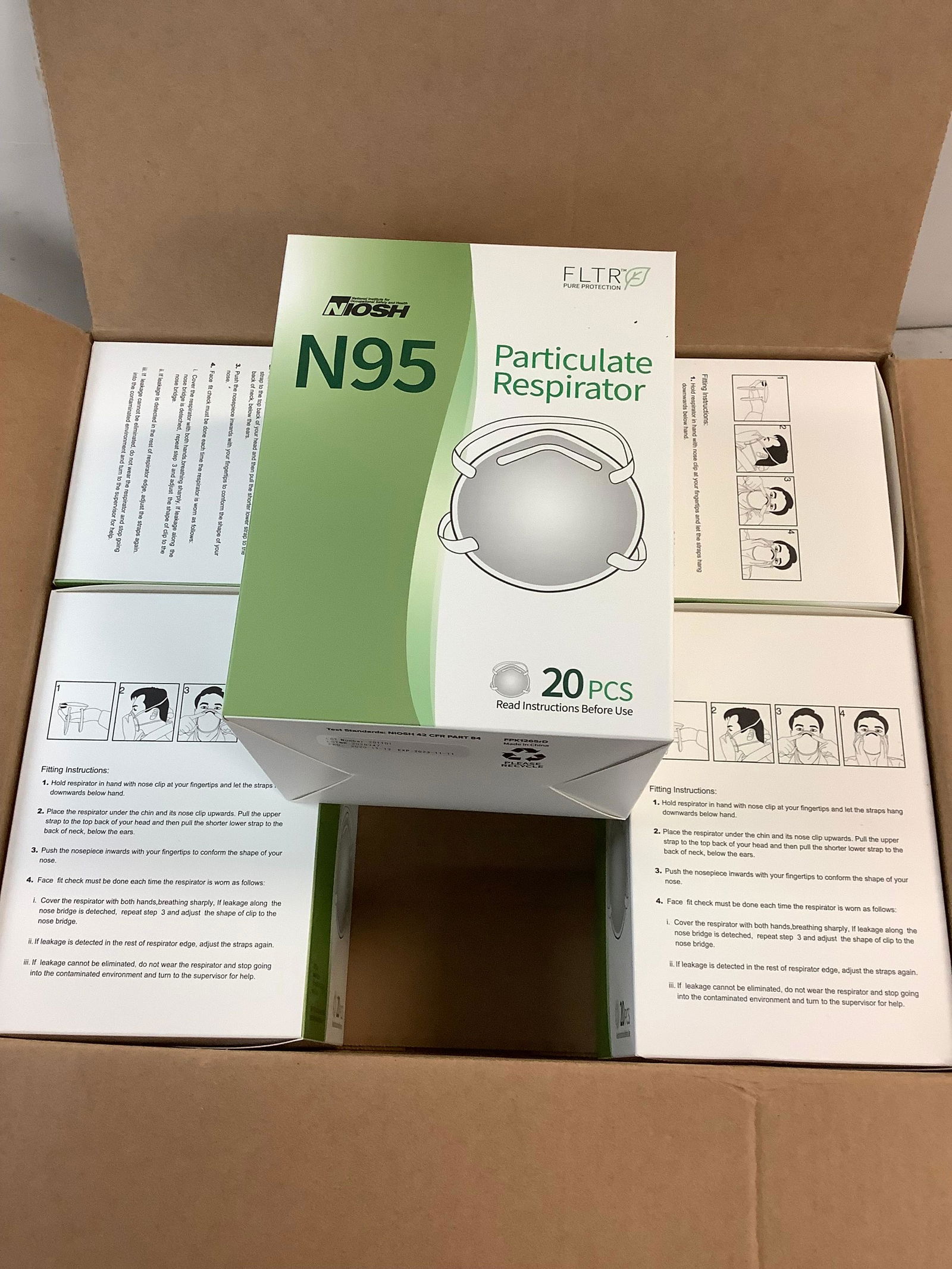 Lot of N95 Particulate Respirators 100 Pk  Model FT-No10 (1 of 1)