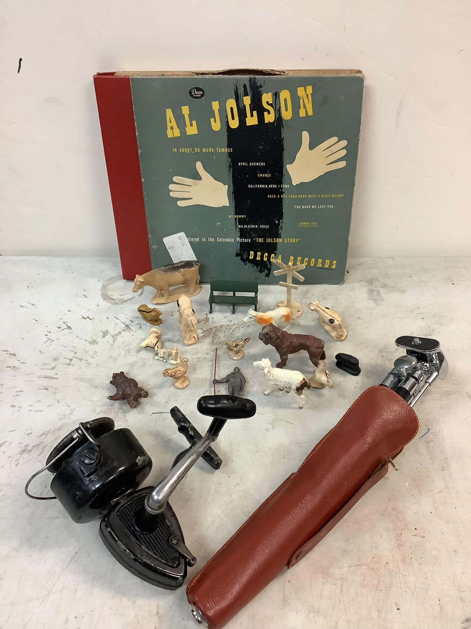 AL JOLSON record books, tri-pod and case, fishing reel and more (1 of 1)