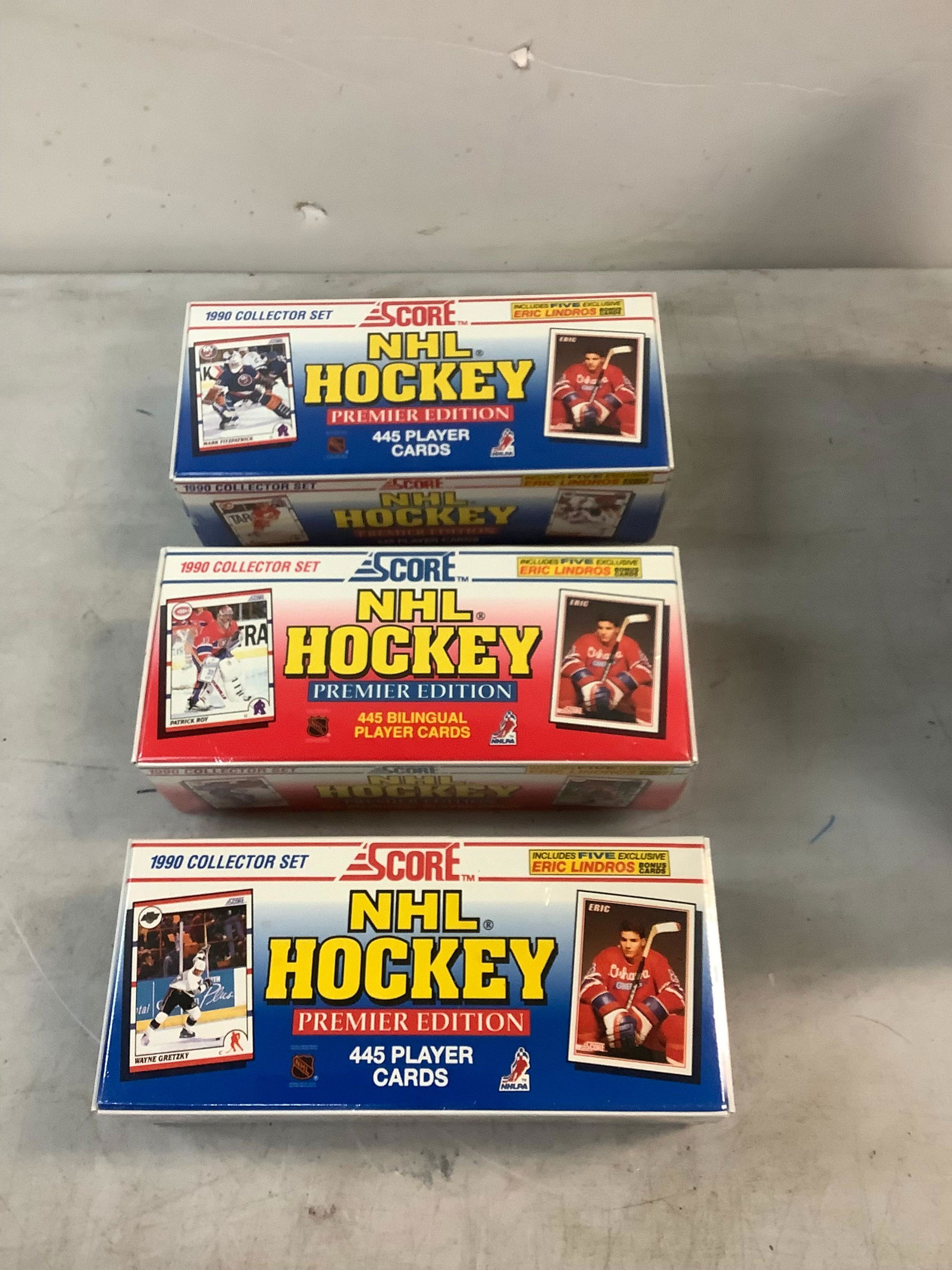 Lot of 3 Sealed Score NHL Hockey Premier Edition 445 Player & Bilingual Cards (1 of 1)